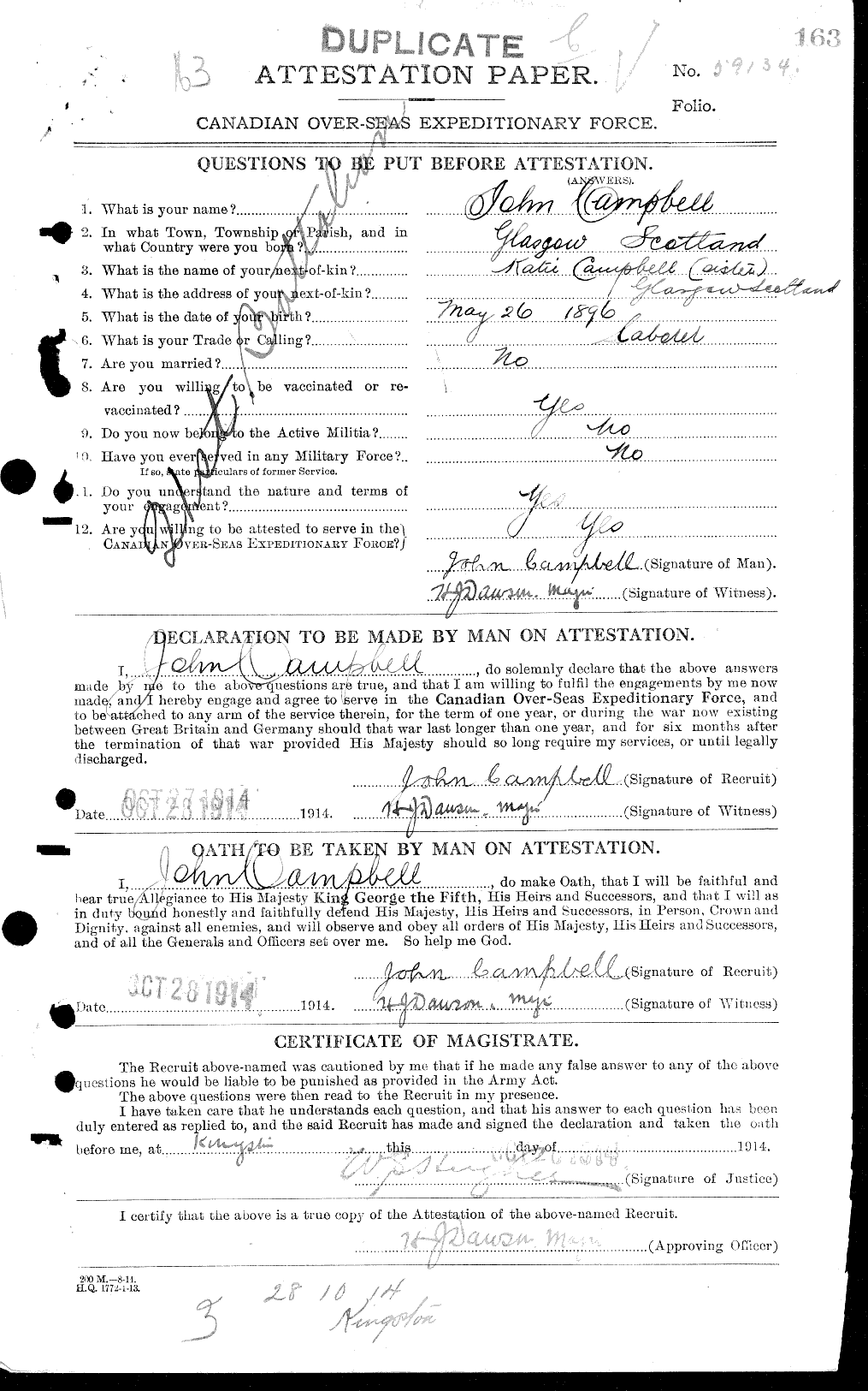 Personnel Records of the First World War - CEF 006803a