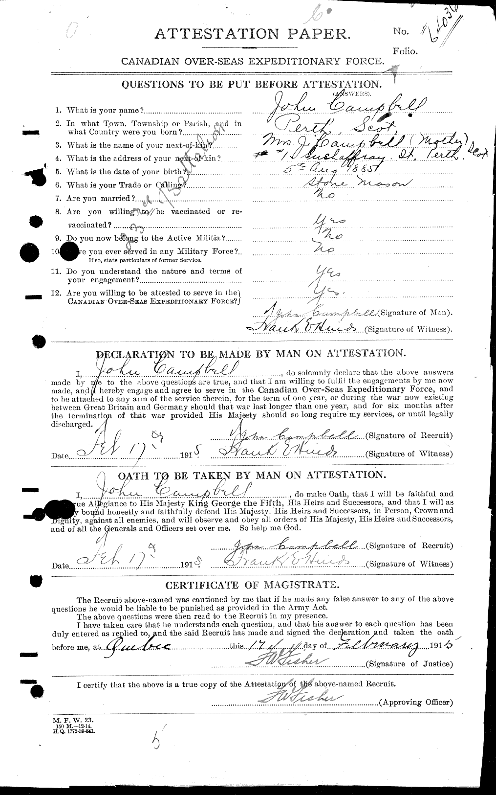 Personnel Records of the First World War - CEF 006804a