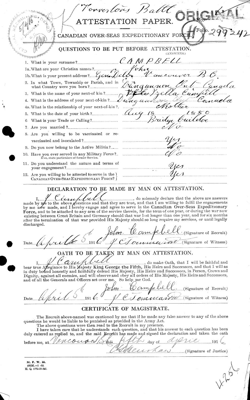 Personnel Records of the First World War - CEF 006824a