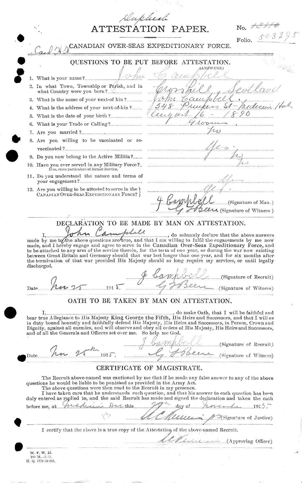 Personnel Records of the First World War - CEF 006841a