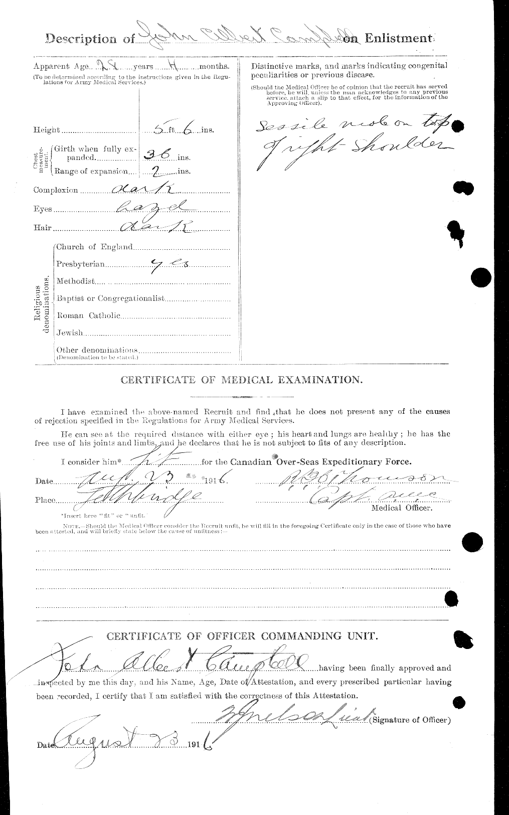 Dossiers du Personnel de la Première Guerre mondiale - CEC 006850b