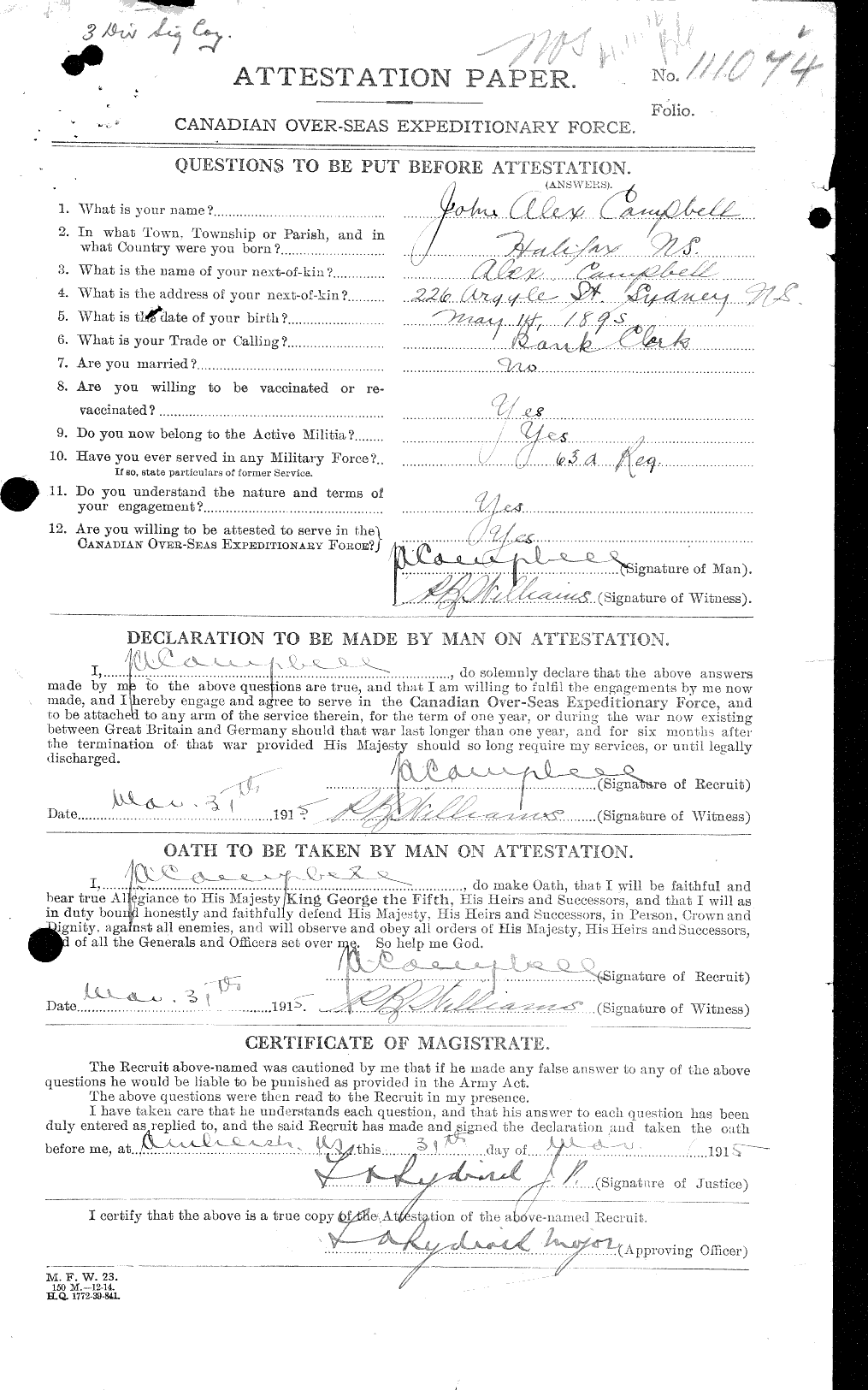 Personnel Records of the First World War - CEF 006855a