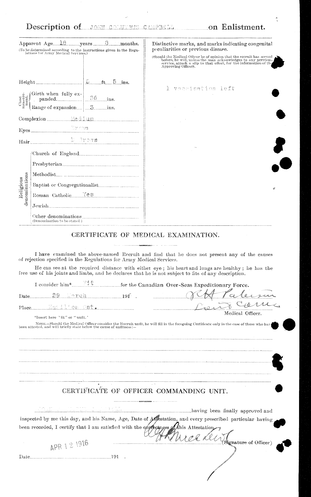 Dossiers du Personnel de la Première Guerre mondiale - CEC 006885b