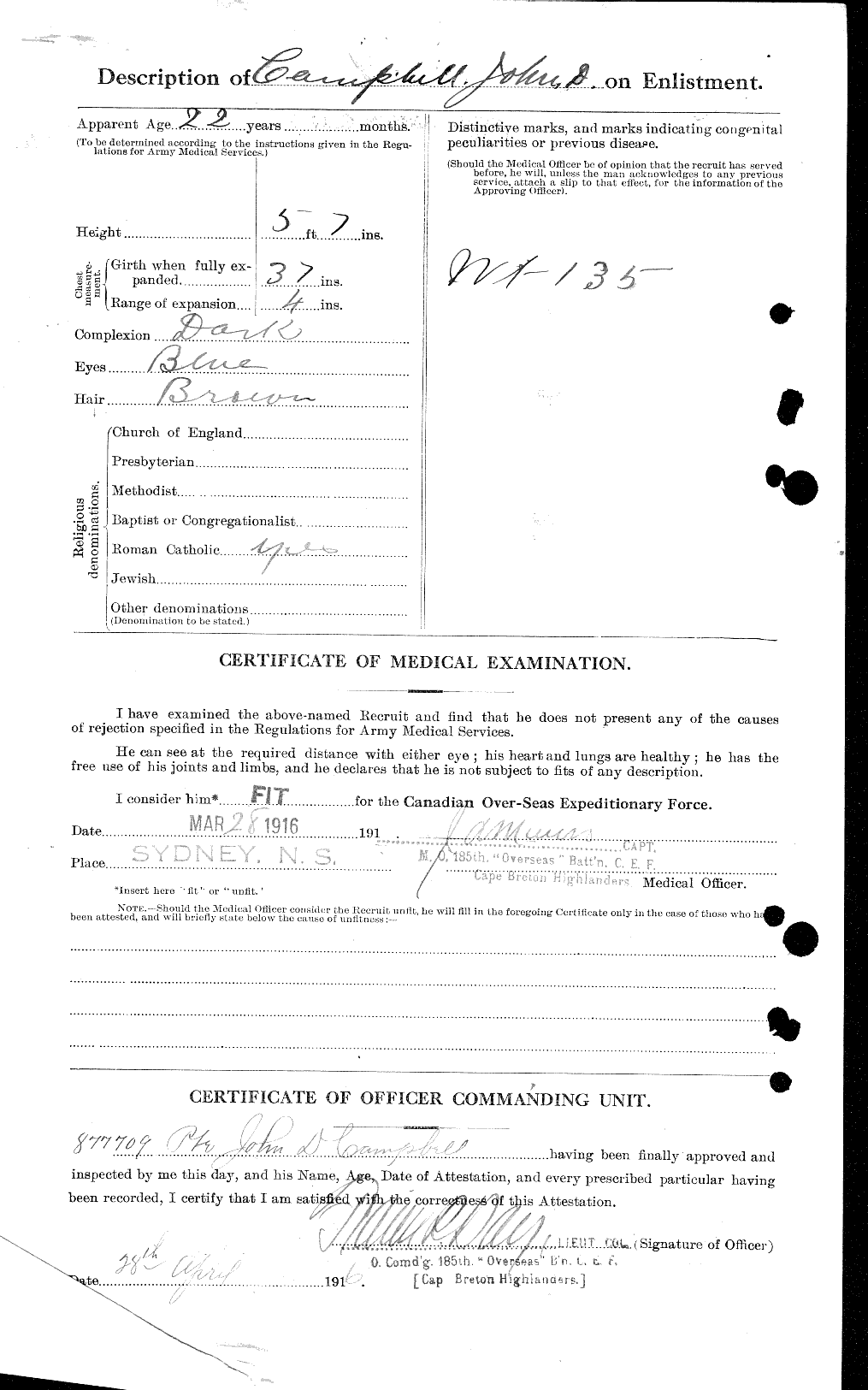 Dossiers du Personnel de la Première Guerre mondiale - CEC 006886b