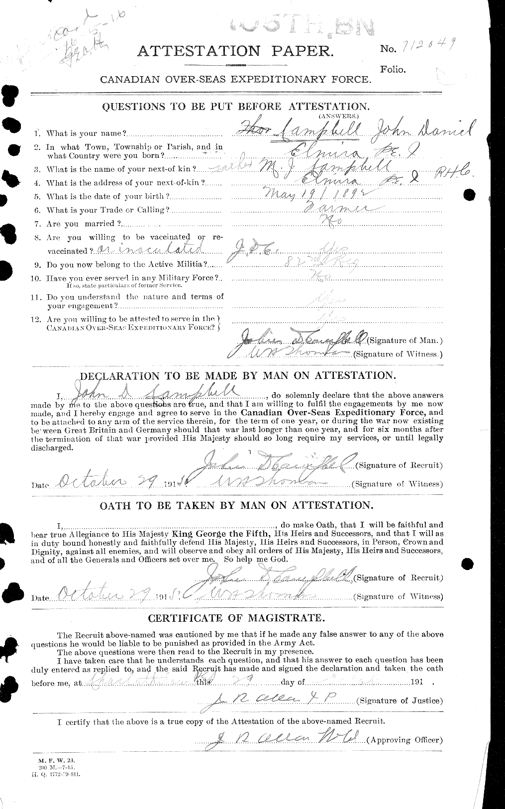 Personnel Records of the First World War - CEF 006889a