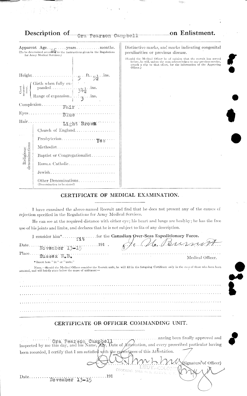 Dossiers du Personnel de la Première Guerre mondiale - CEC 006983b