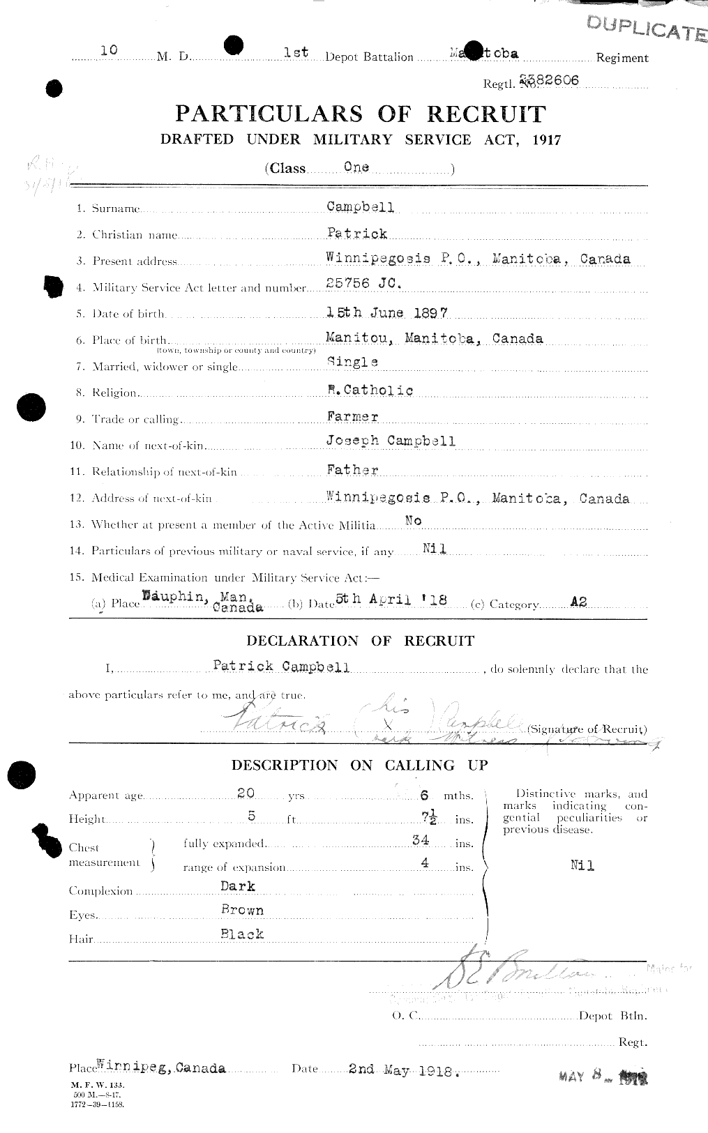 Personnel Records of the First World War - CEF 006992a