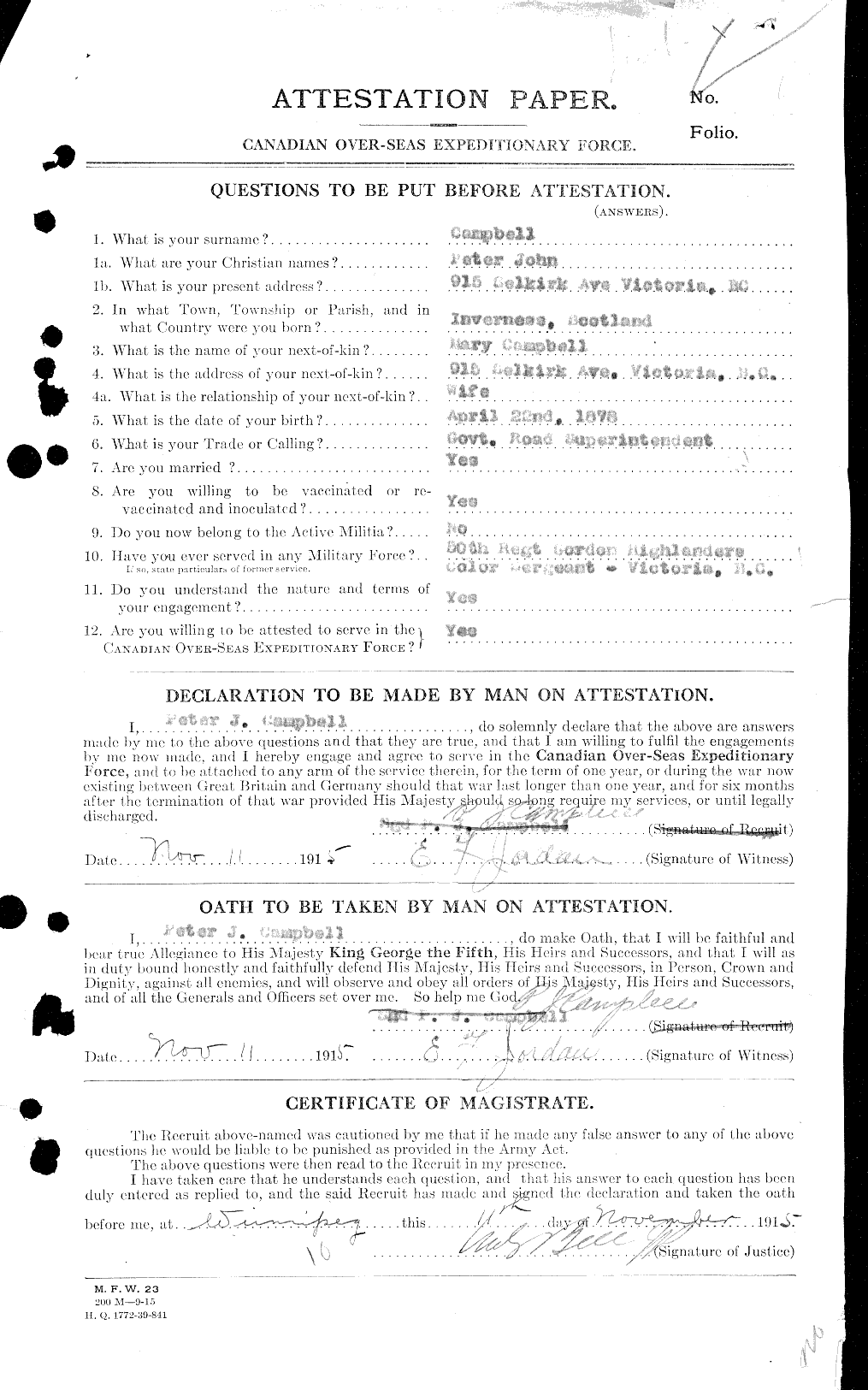 Personnel Records of the First World War - CEF 007020a