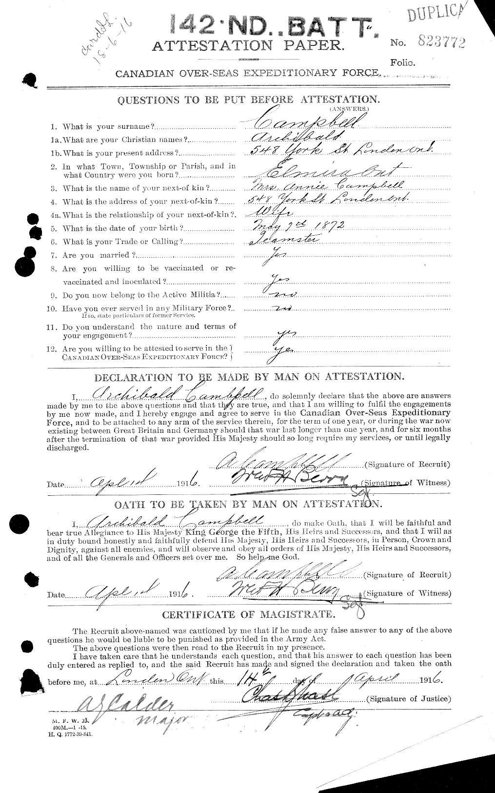 Personnel Records of the First World War - CEF 007995a