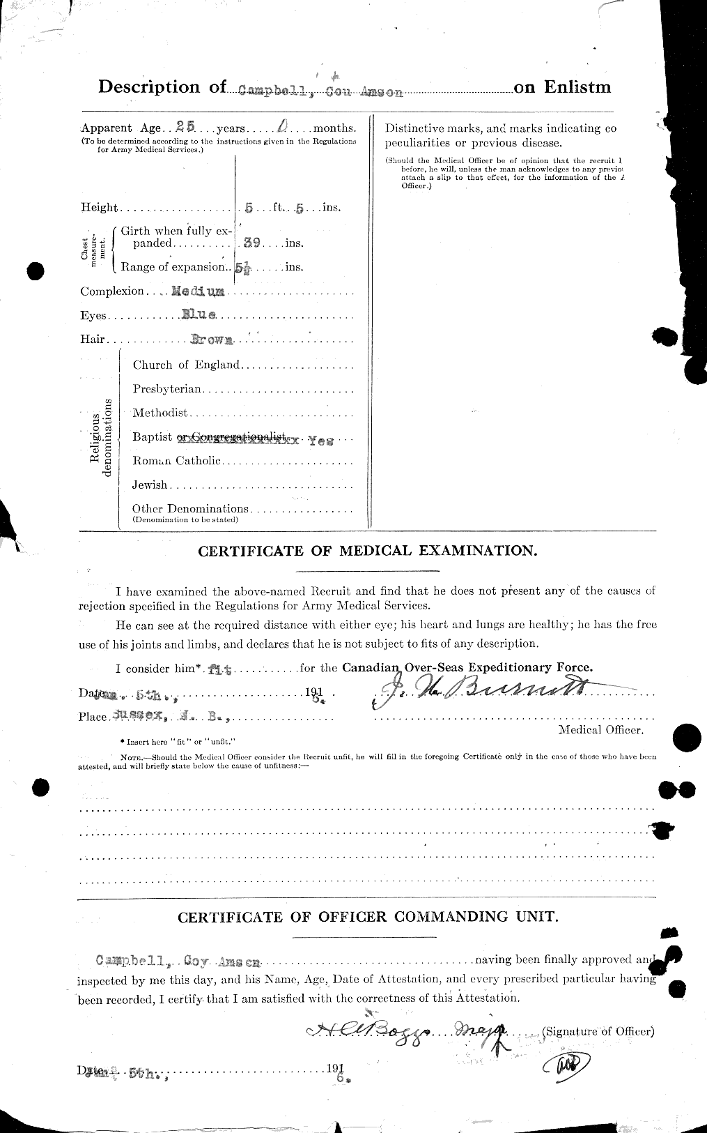 Dossiers du Personnel de la Première Guerre mondiale - CEC 008138b