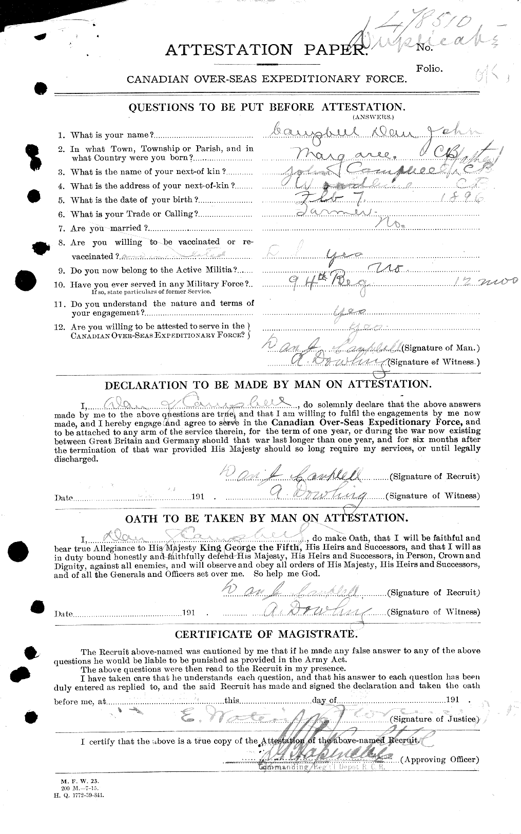 Personnel Records of the First World War - CEF 008174a