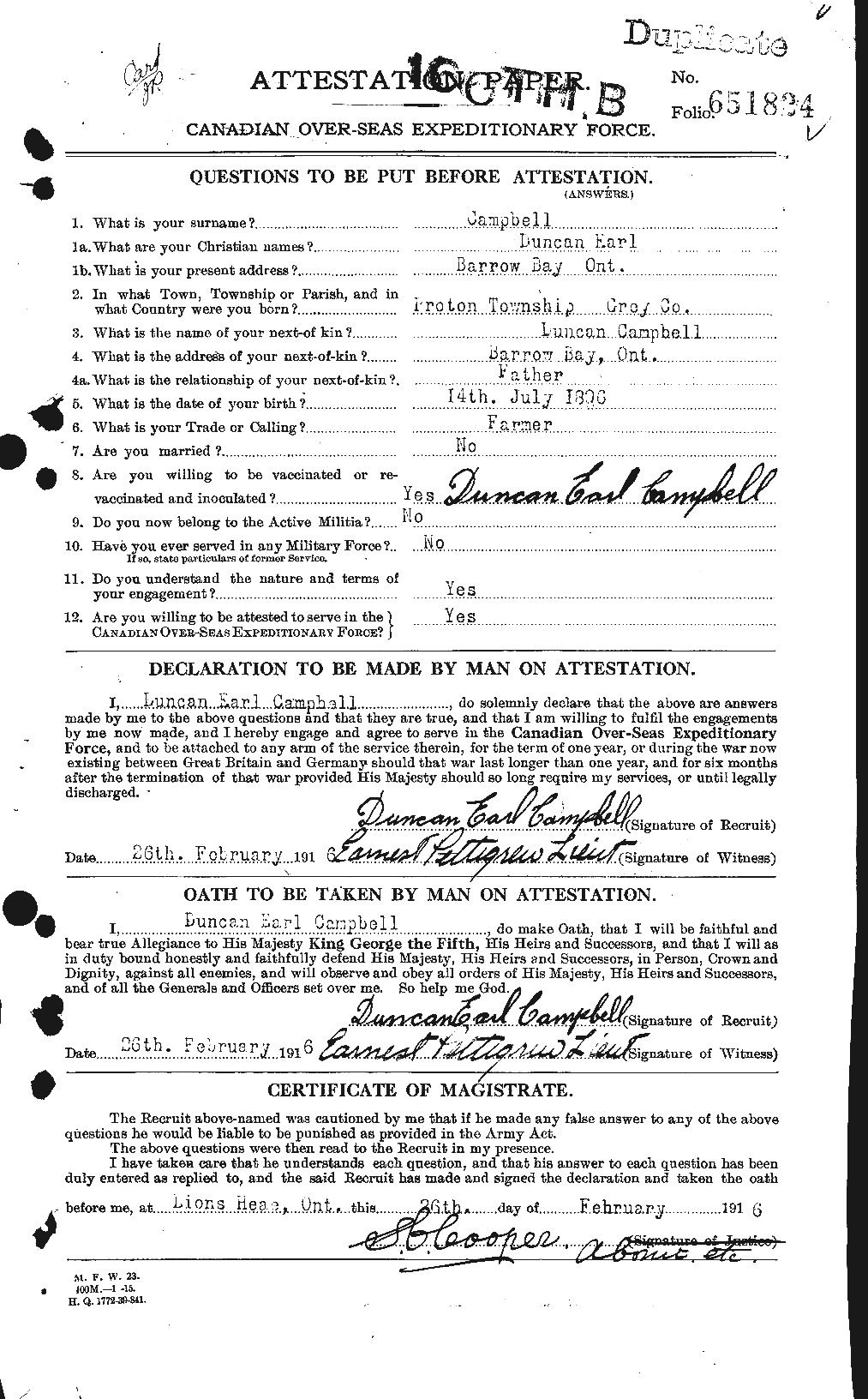 Personnel Records of the First World War - CEF 008219a