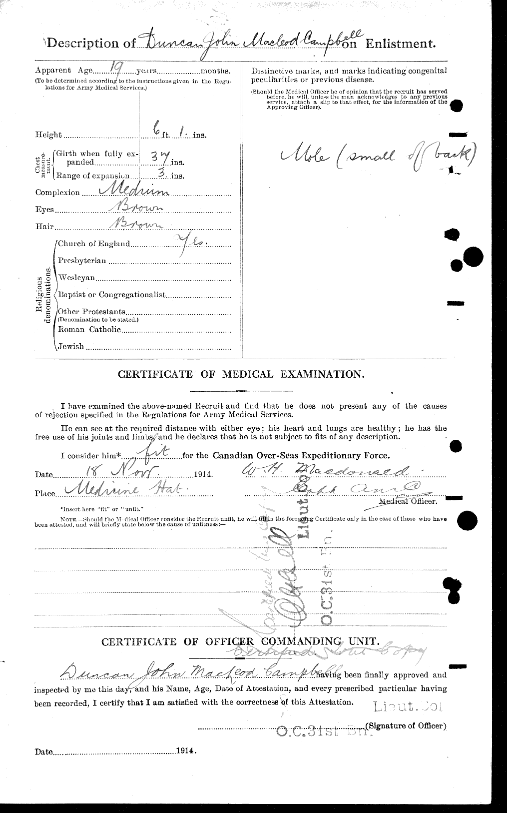 Dossiers du Personnel de la Première Guerre mondiale - CEC 008222b