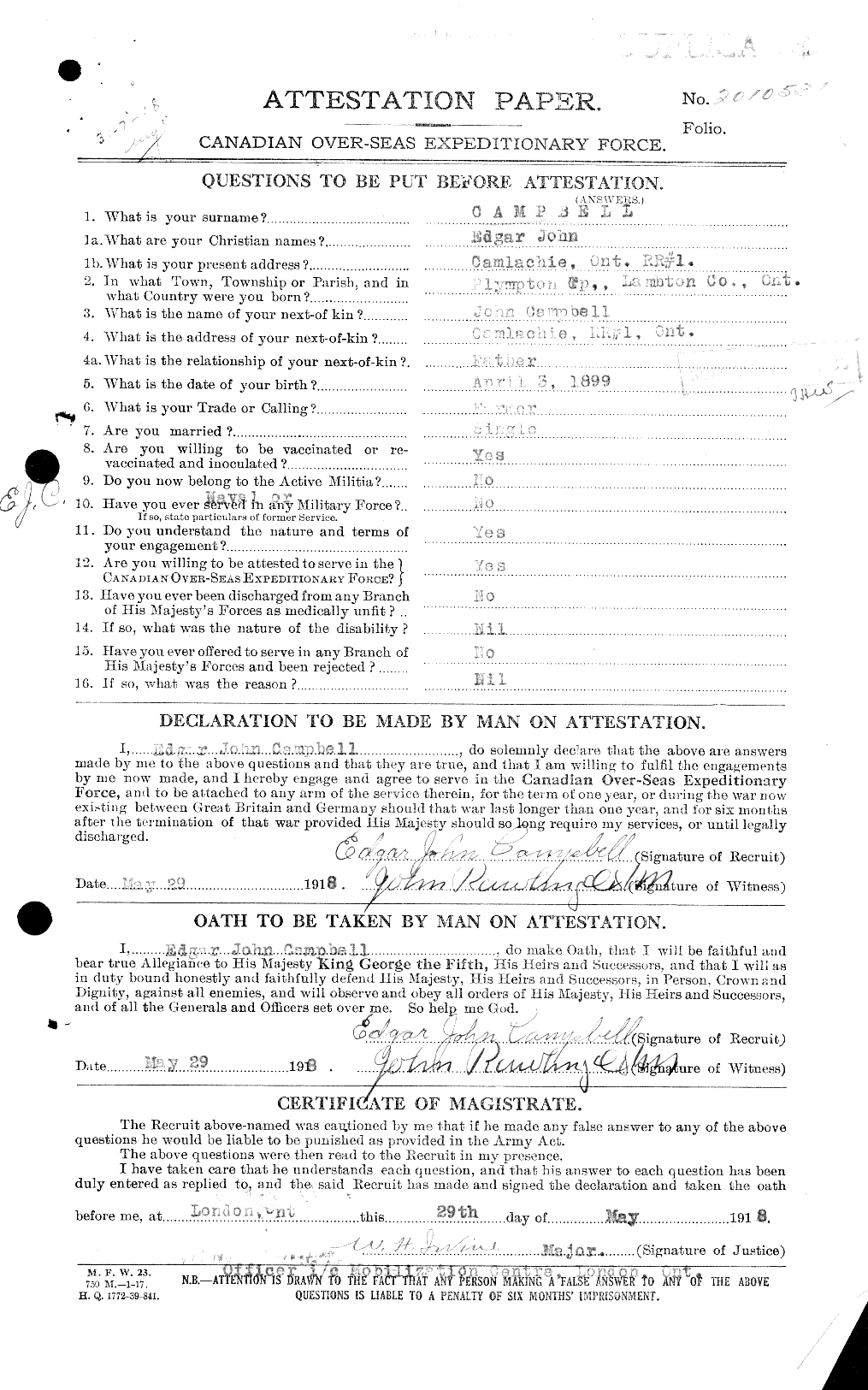 Personnel Records of the First World War - CEF 008244a