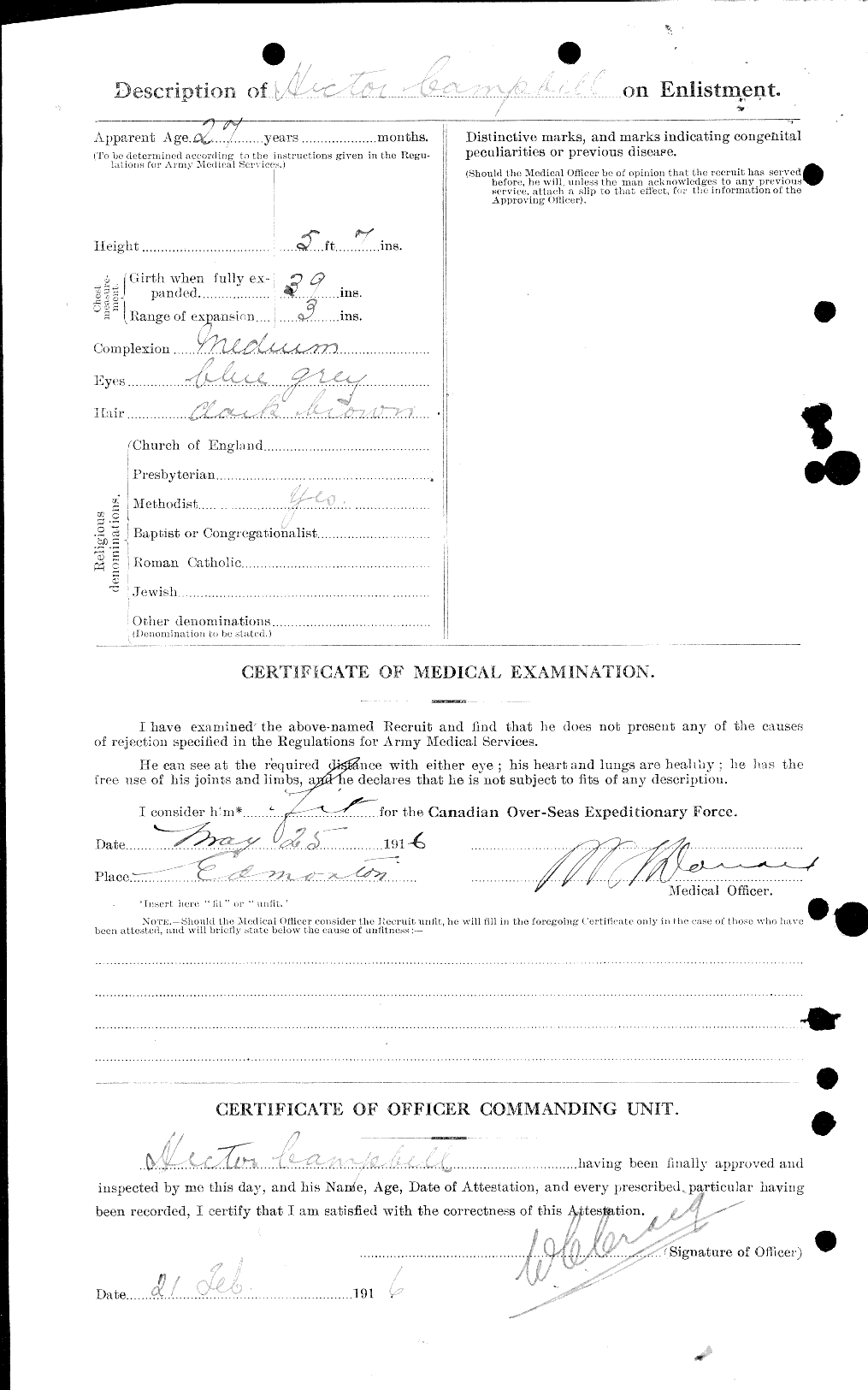 Dossiers du Personnel de la Première Guerre mondiale - CEC 008400b