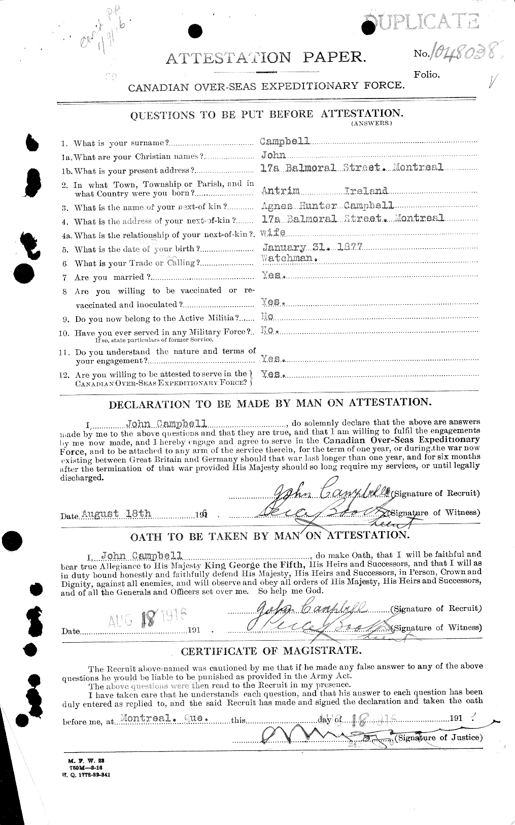 Personnel Records of the First World War - CEF 008473a