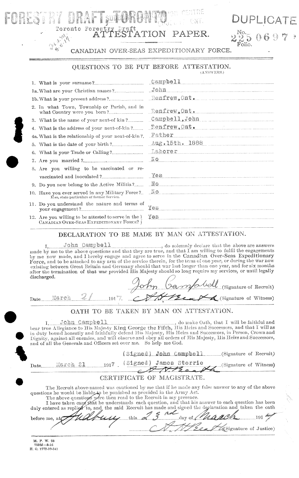 Personnel Records of the First World War - CEF 008485a