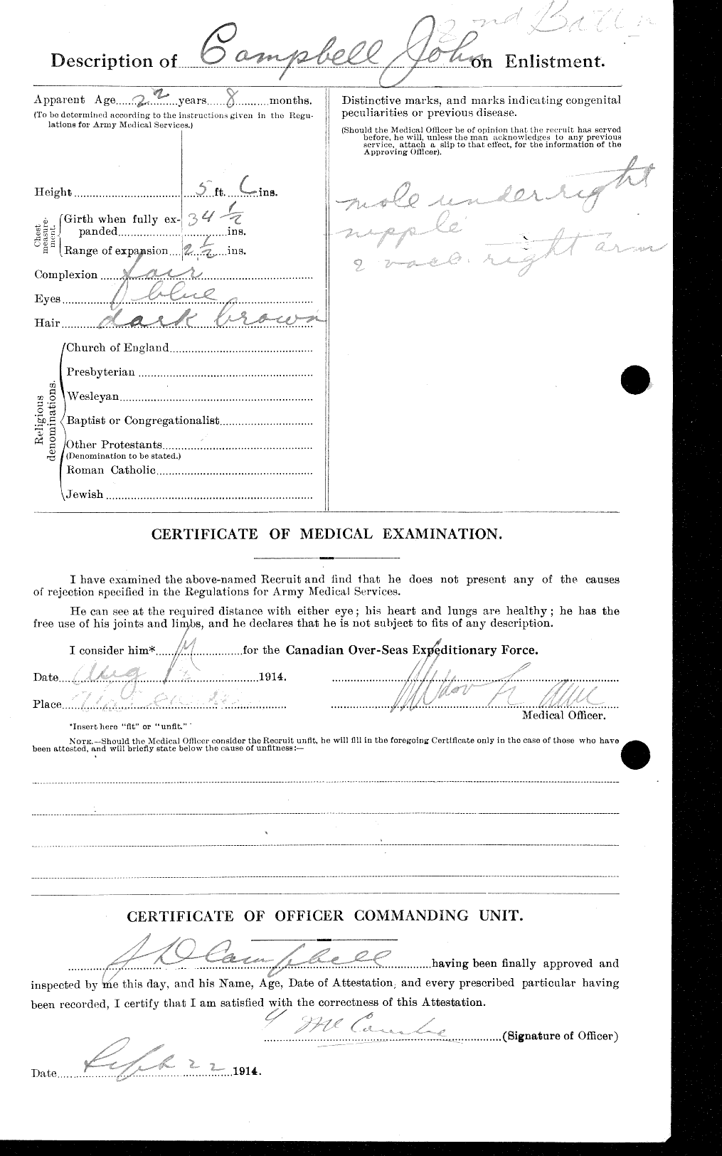 Dossiers du Personnel de la Première Guerre mondiale - CEC 008504b
