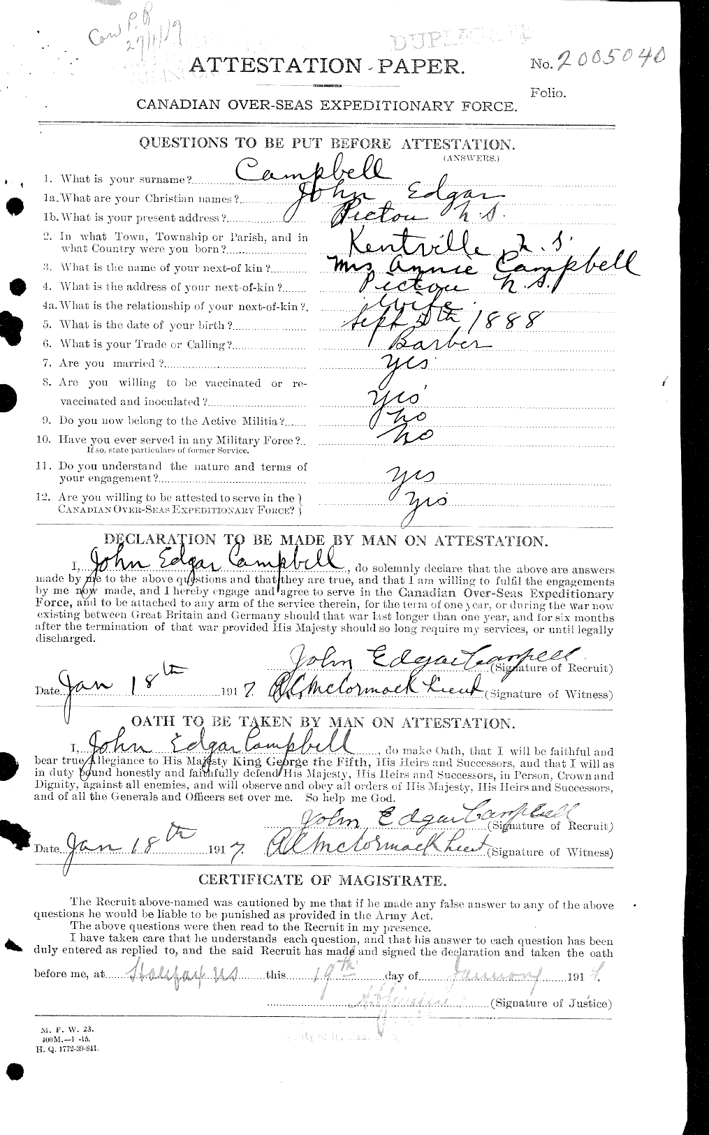 Personnel Records of the First World War - CEF 008509a