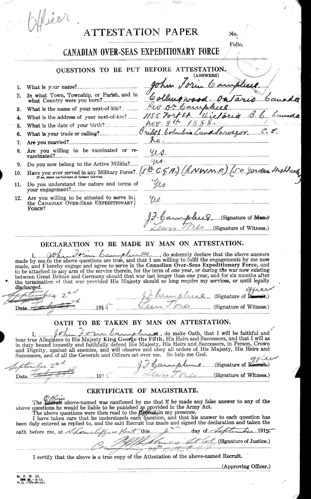 Personnel Records of the First World War - CEF 008520a