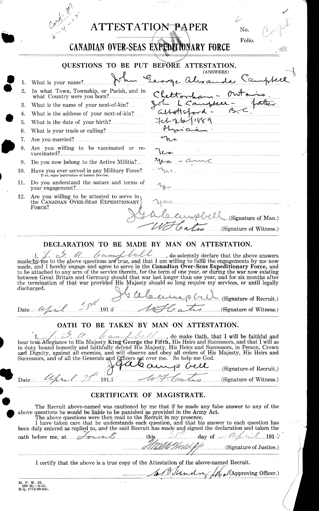 Personnel Records of the First World War - CEF 008525a
