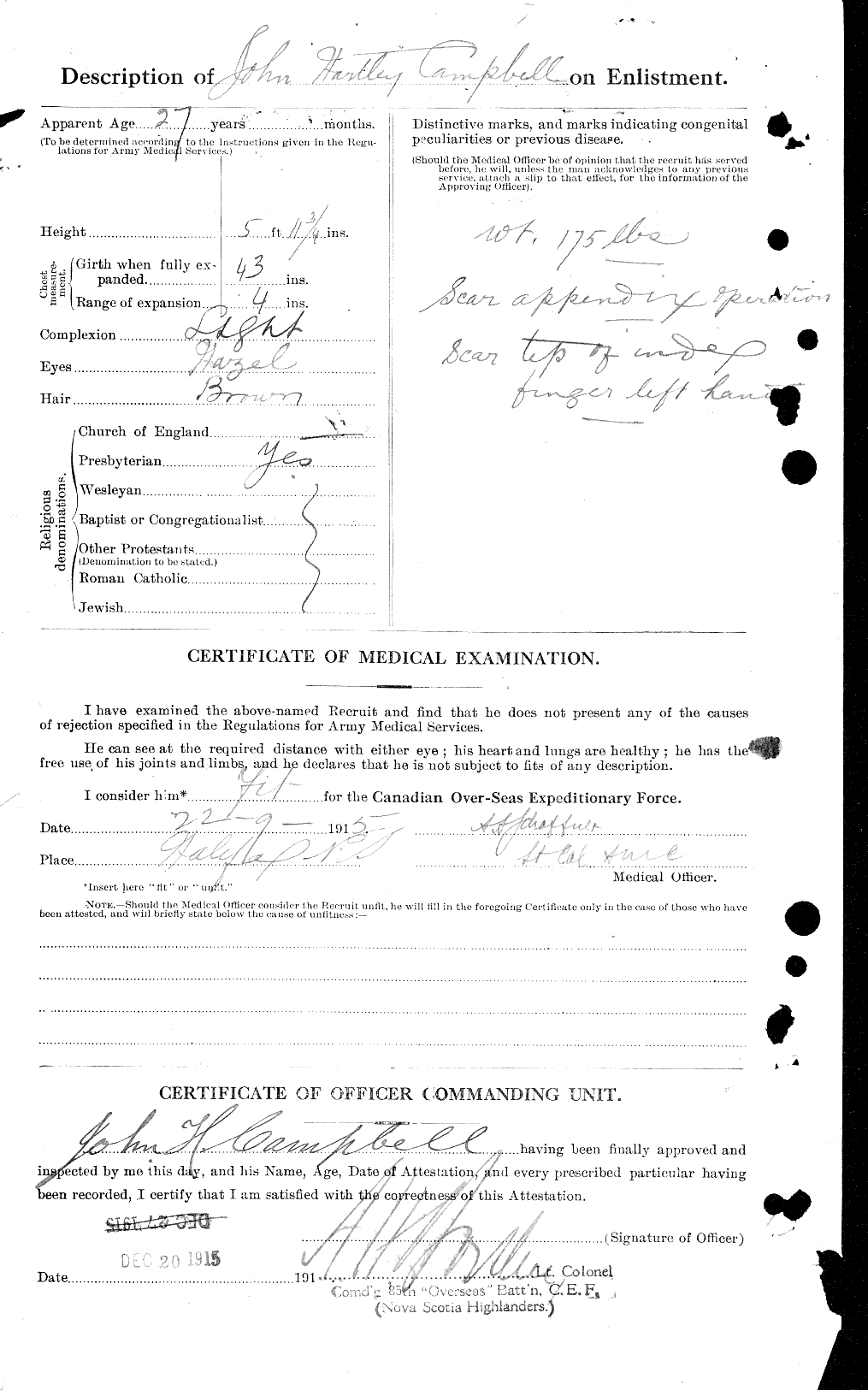 Dossiers du Personnel de la Première Guerre mondiale - CEC 008530b
