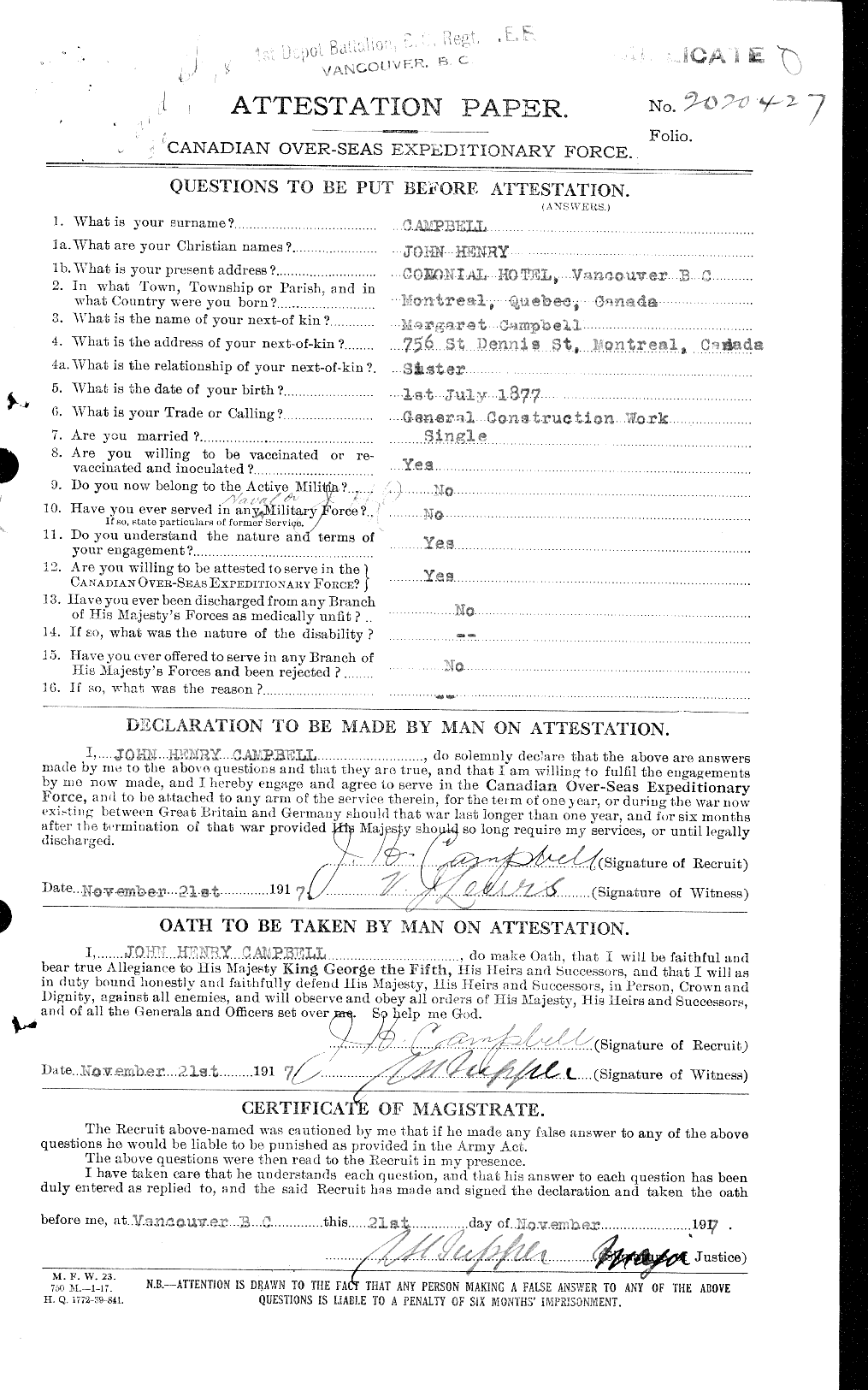 Personnel Records of the First World War - CEF 008534a