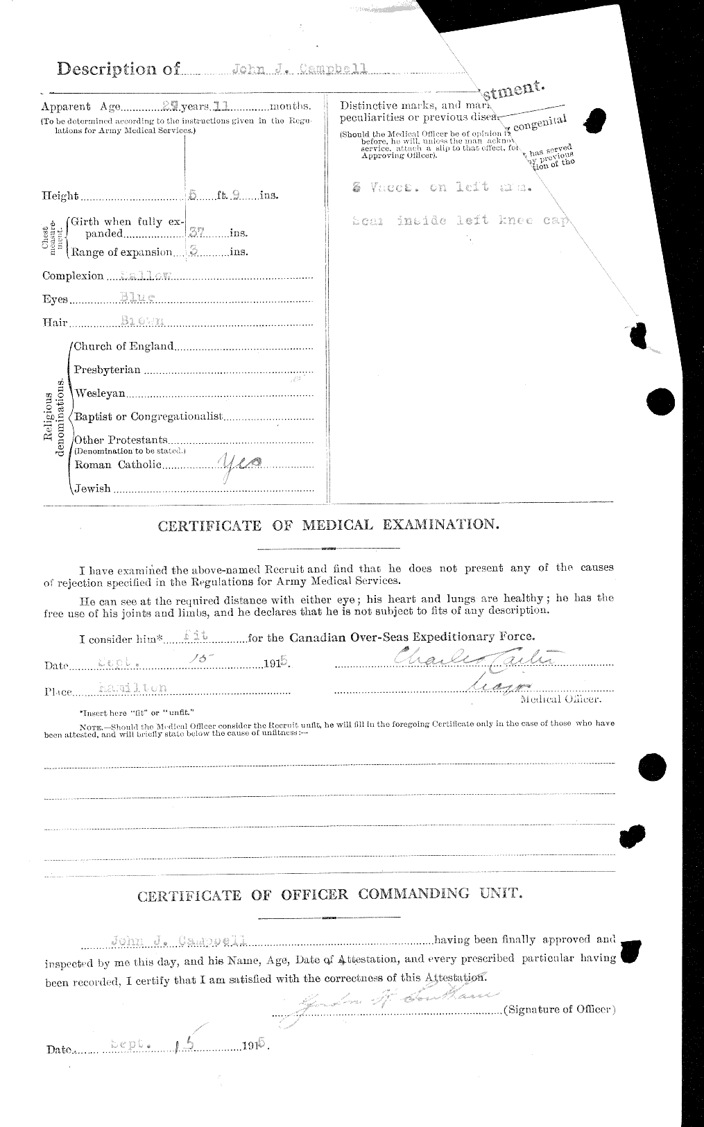 Dossiers du Personnel de la Première Guerre mondiale - CEC 008550b