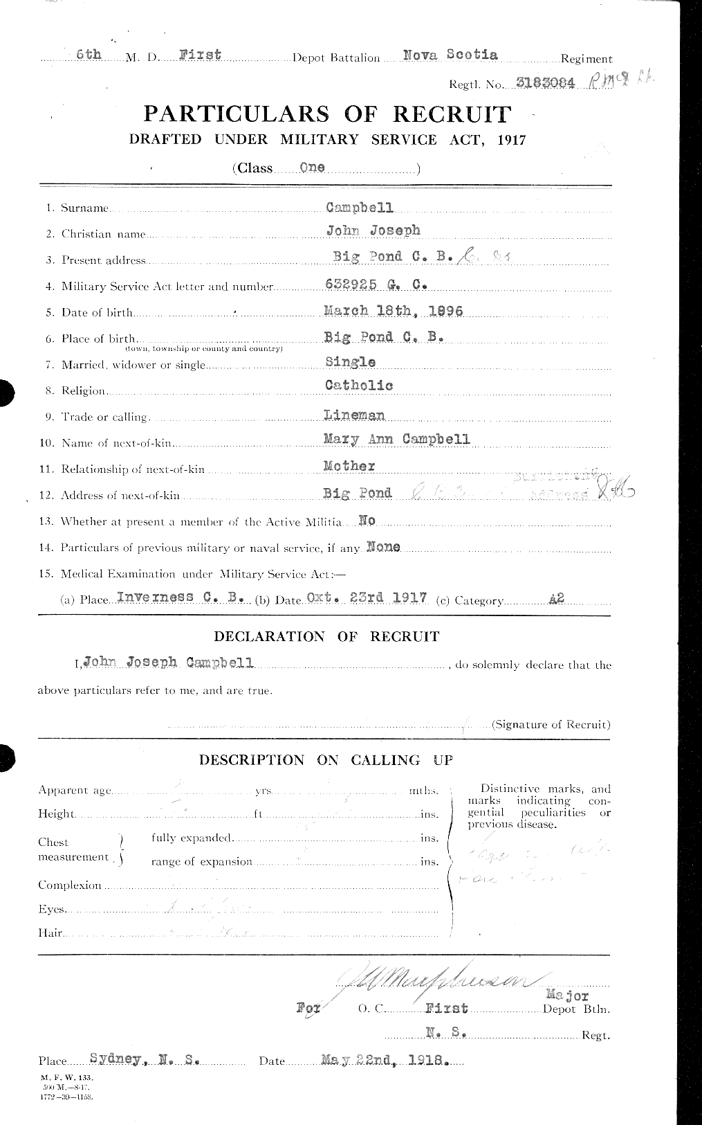 Personnel Records of the First World War - CEF 008555a