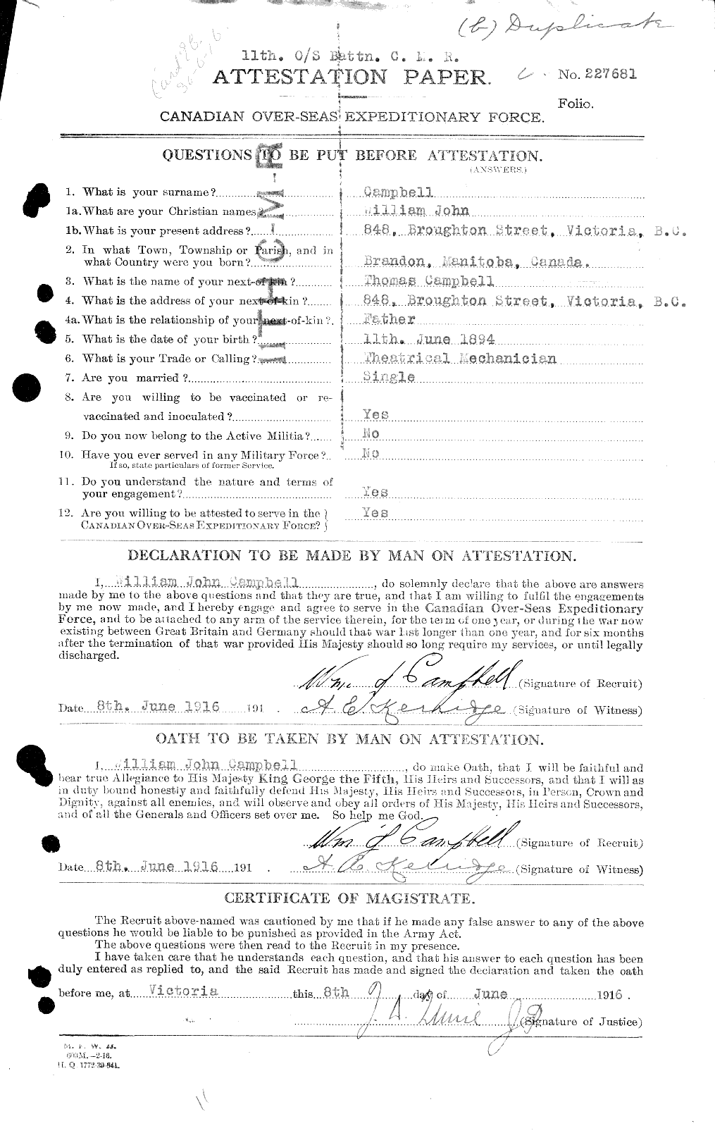 Personnel Records of the First World War - CEF 008698a
