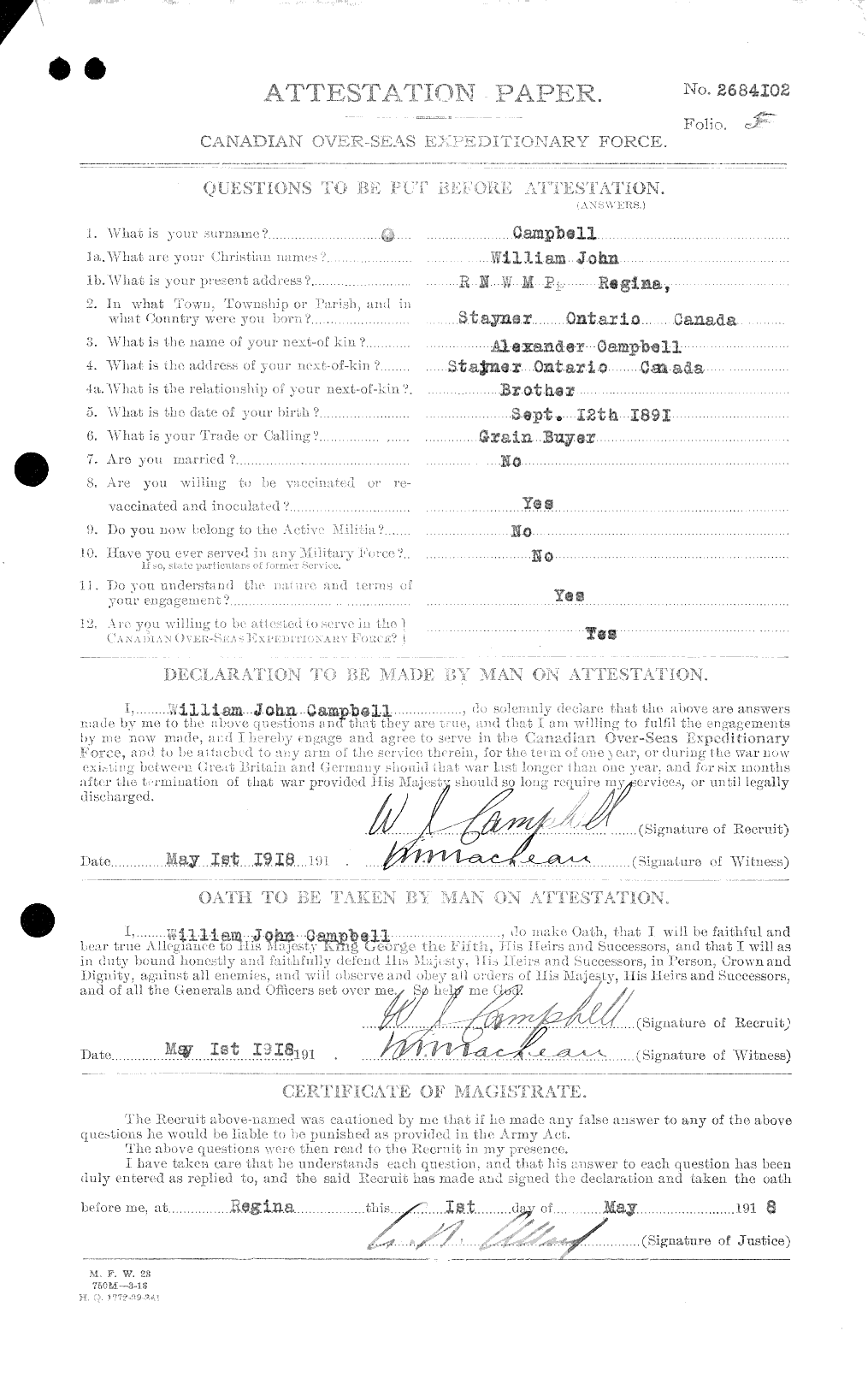 Personnel Records of the First World War - CEF 008705a
