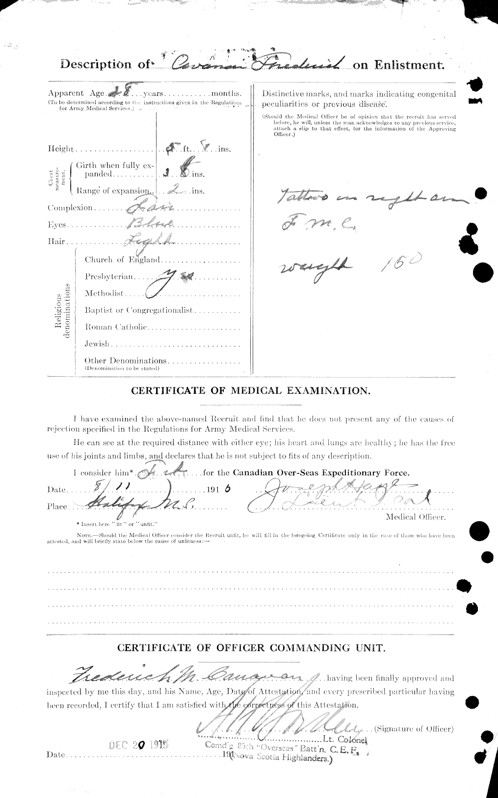 Dossiers du Personnel de la Première Guerre mondiale - CEC 008853b