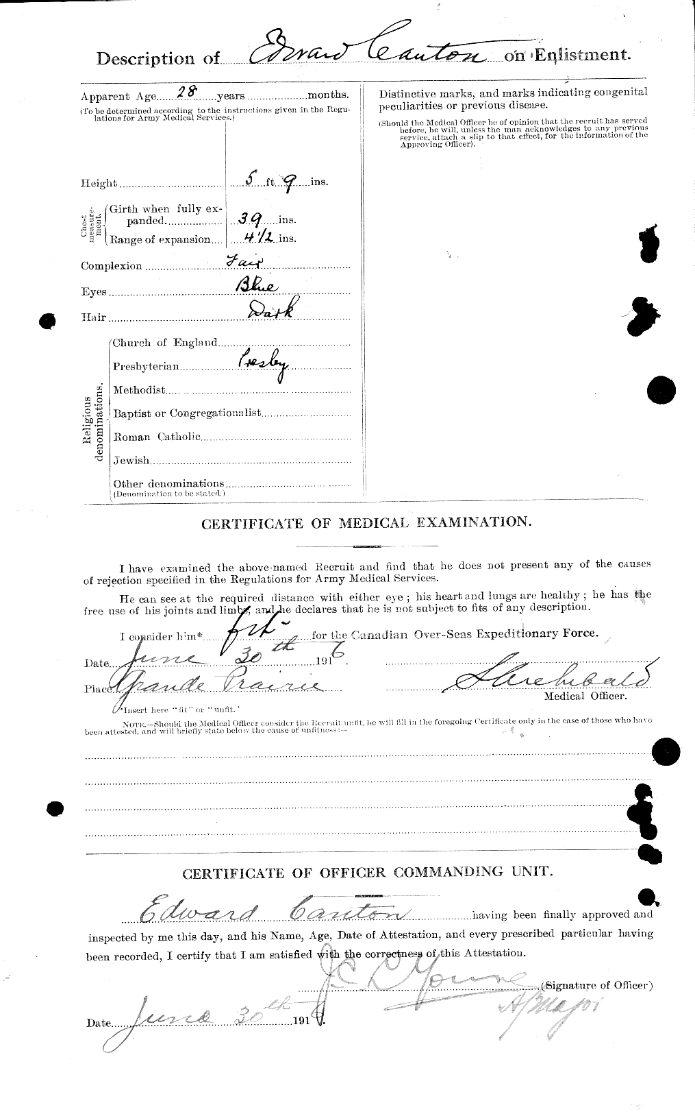 Personnel Records of the First World War - CEF 009121b