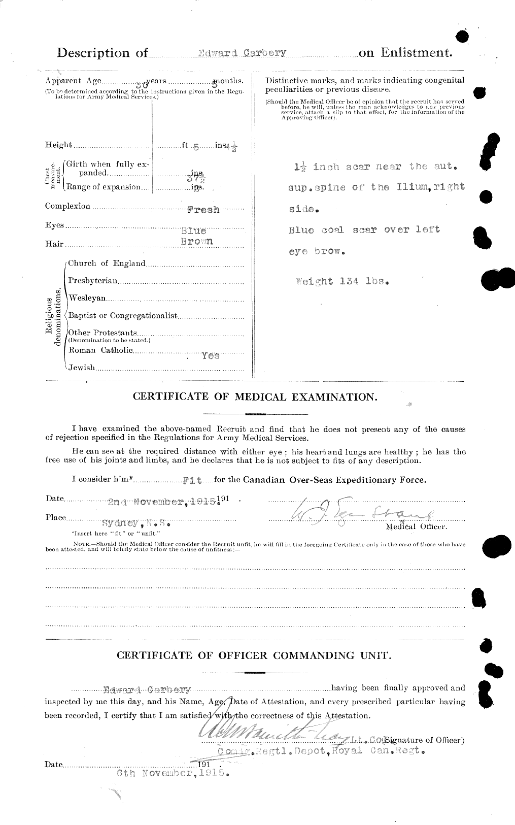 Dossiers du Personnel de la Première Guerre mondiale - CEC 009208b
