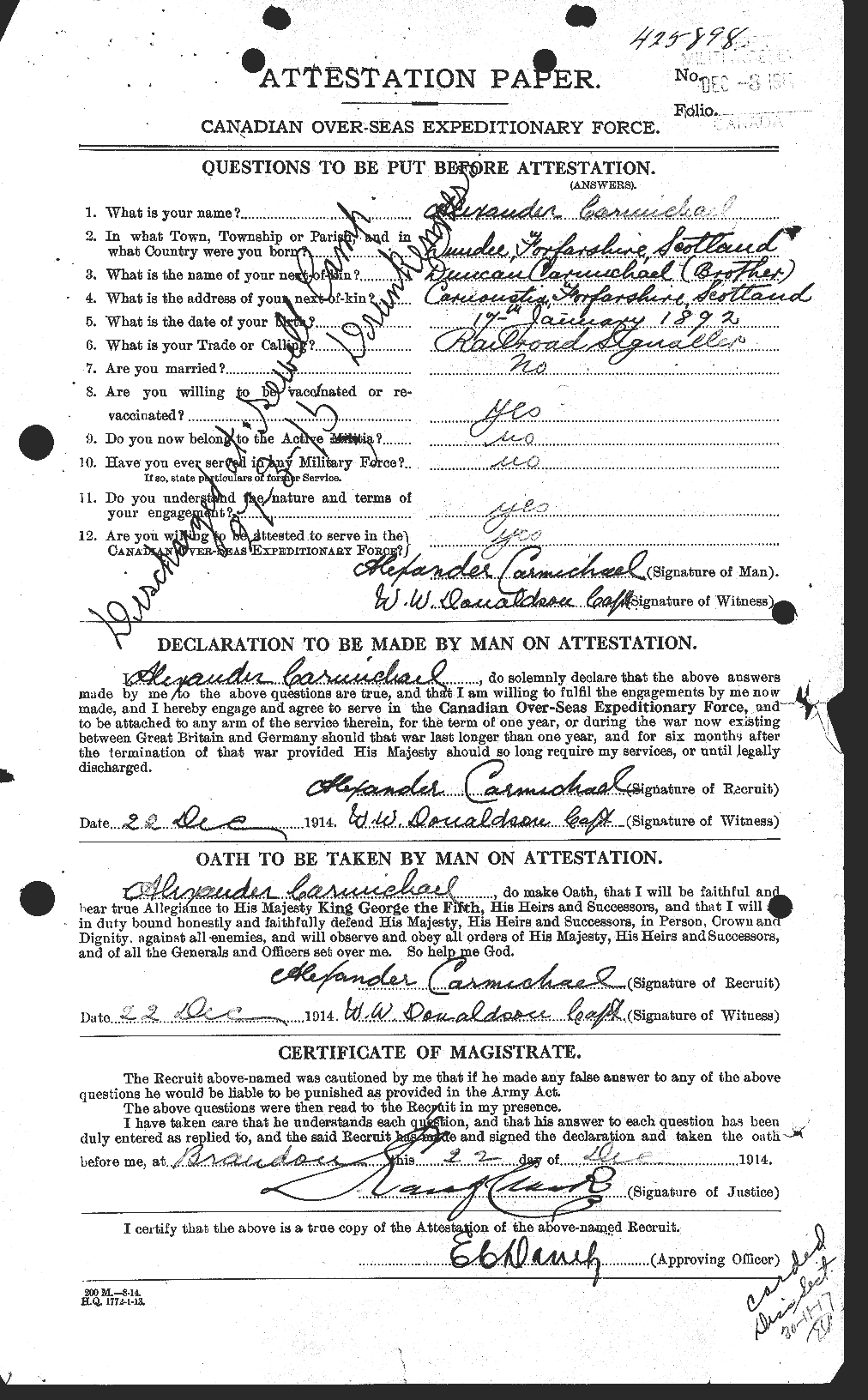 Personnel Records of the First World War - CEF 009823a