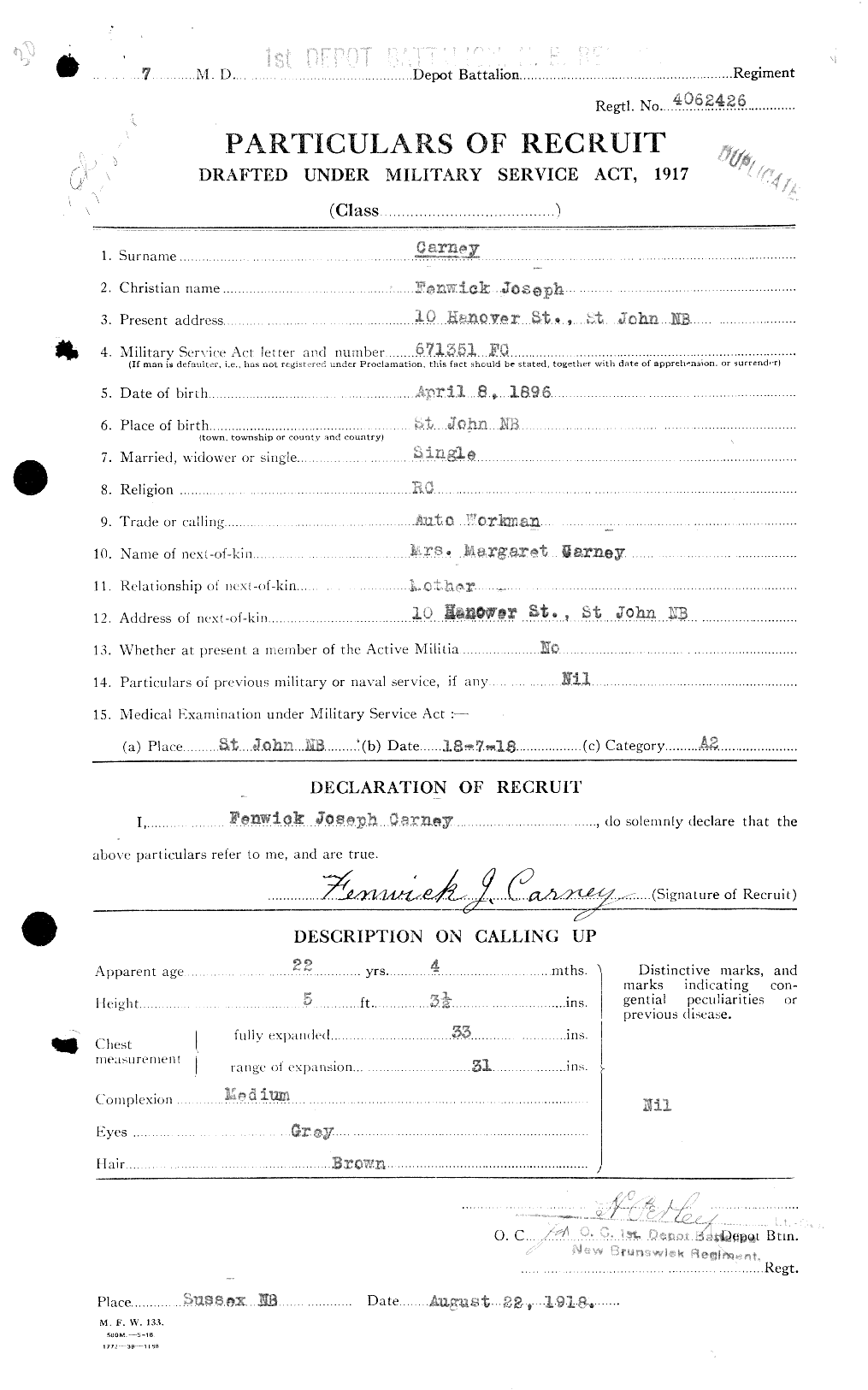 Personnel Records of the First World War - CEF 009958a