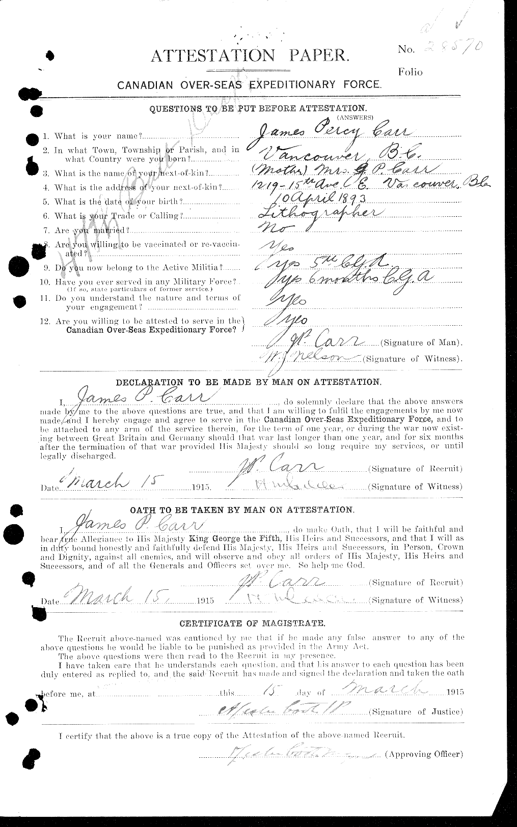 Personnel Records of the First World War - CEF 010358a
