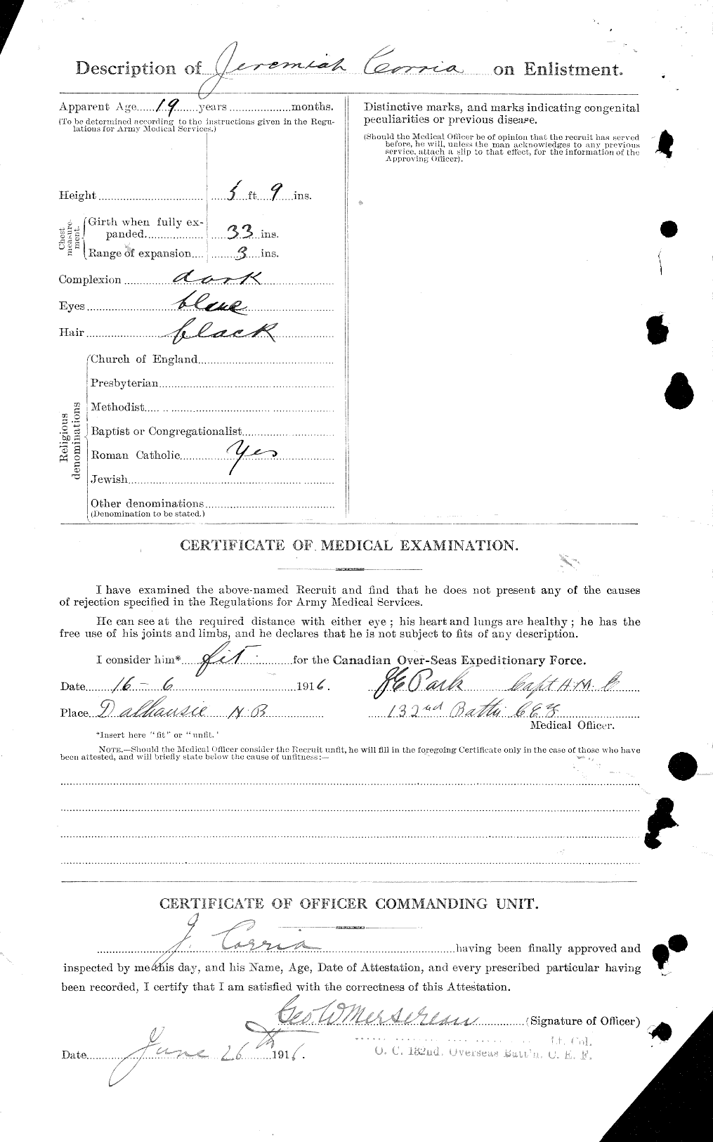 Dossiers du Personnel de la Première Guerre mondiale - CEC 010560b