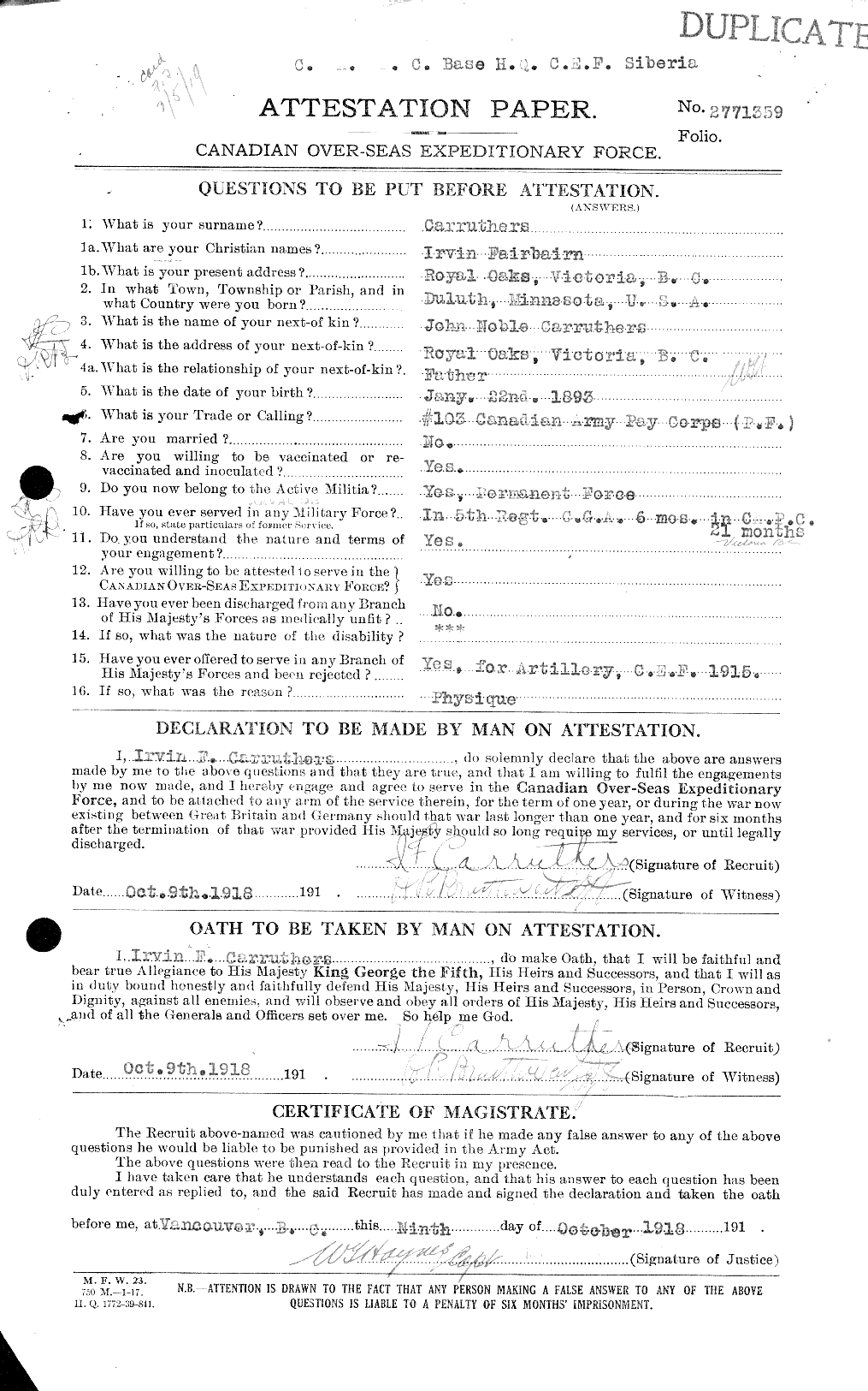 Personnel Records of the First World War - CEF 010691a