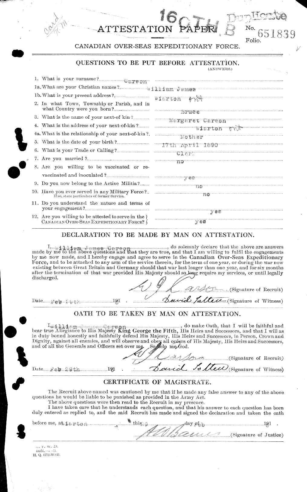 Personnel Records of the First World War - CEF 010873a
