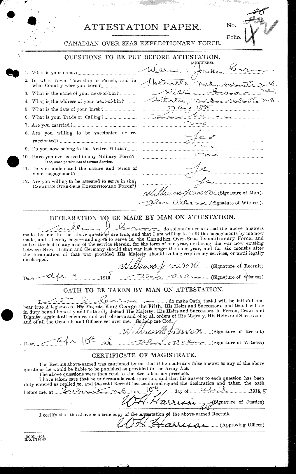 Personnel Records of the First World War - CEF 010877a