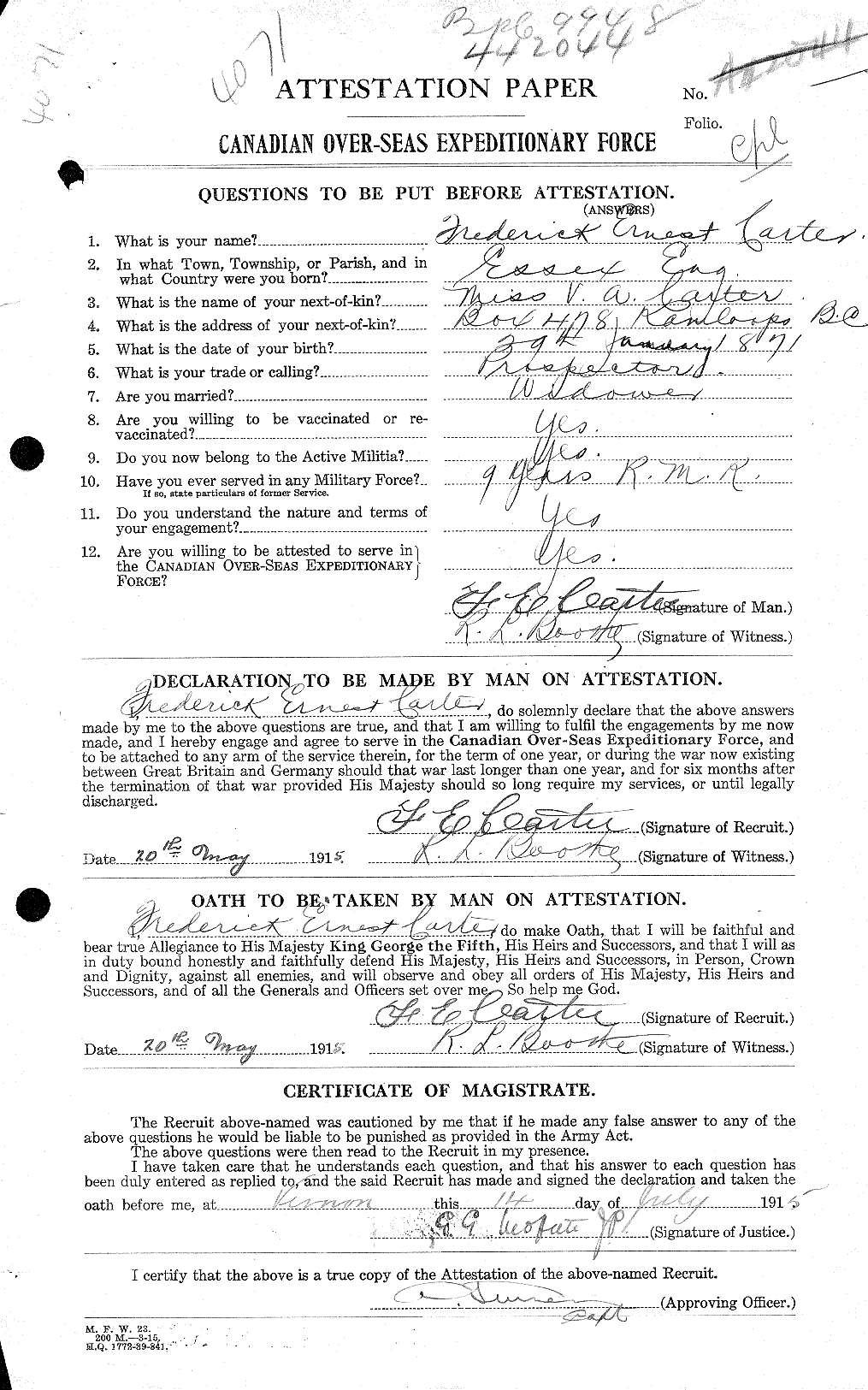Personnel Records of the First World War - CEF 011106a
