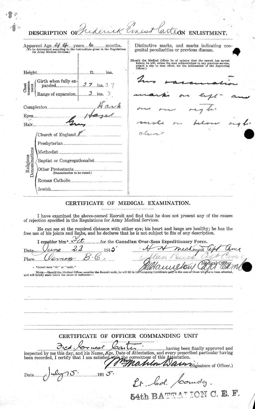 Personnel Records of the First World War - CEF 011106b