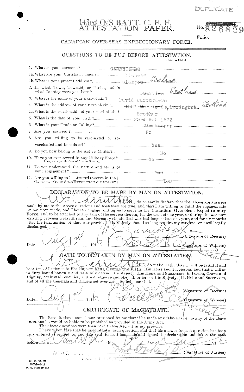 Personnel Records of the First World War - CEF 011451a
