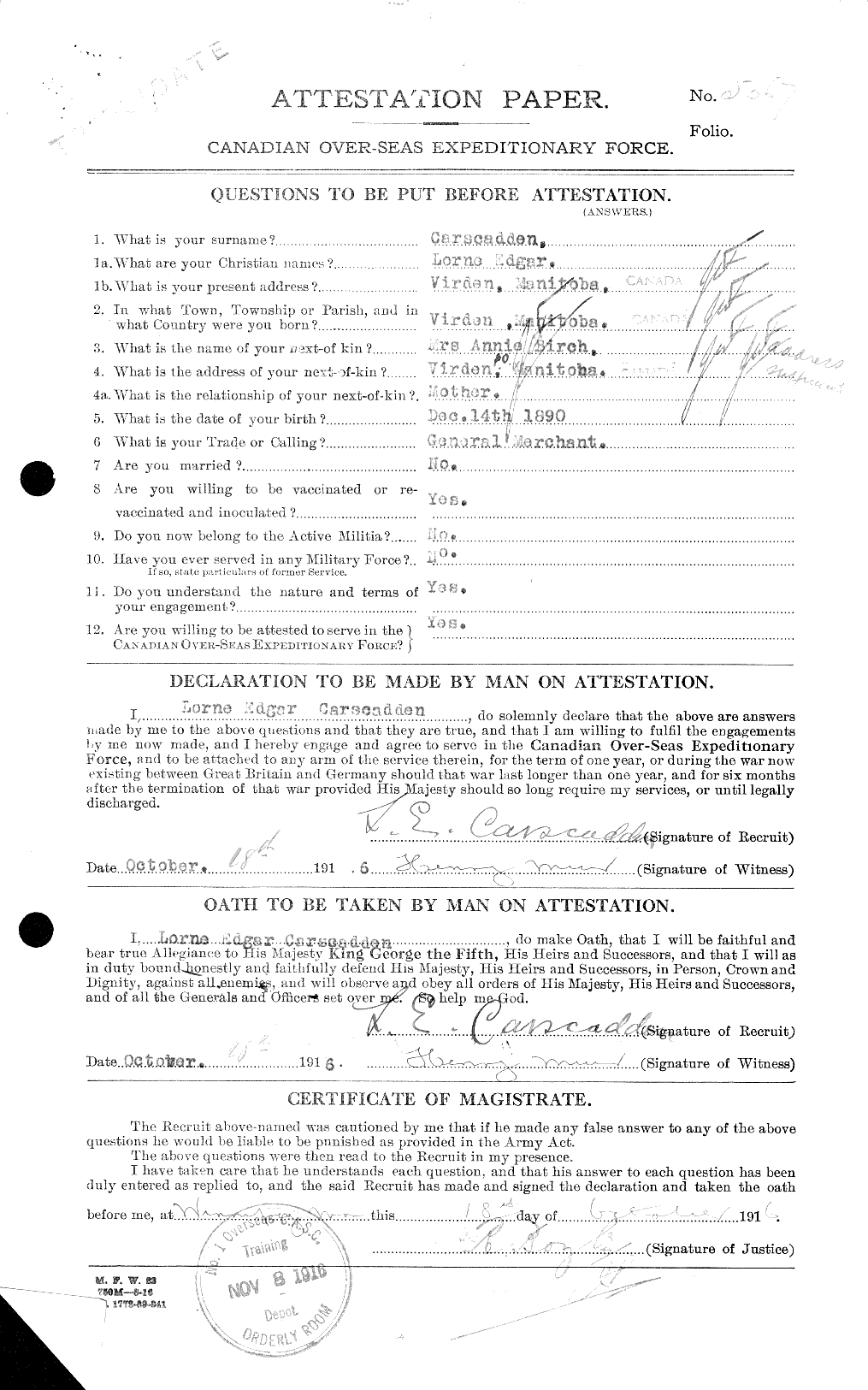 Personnel Records of the First World War - CEF 011480a