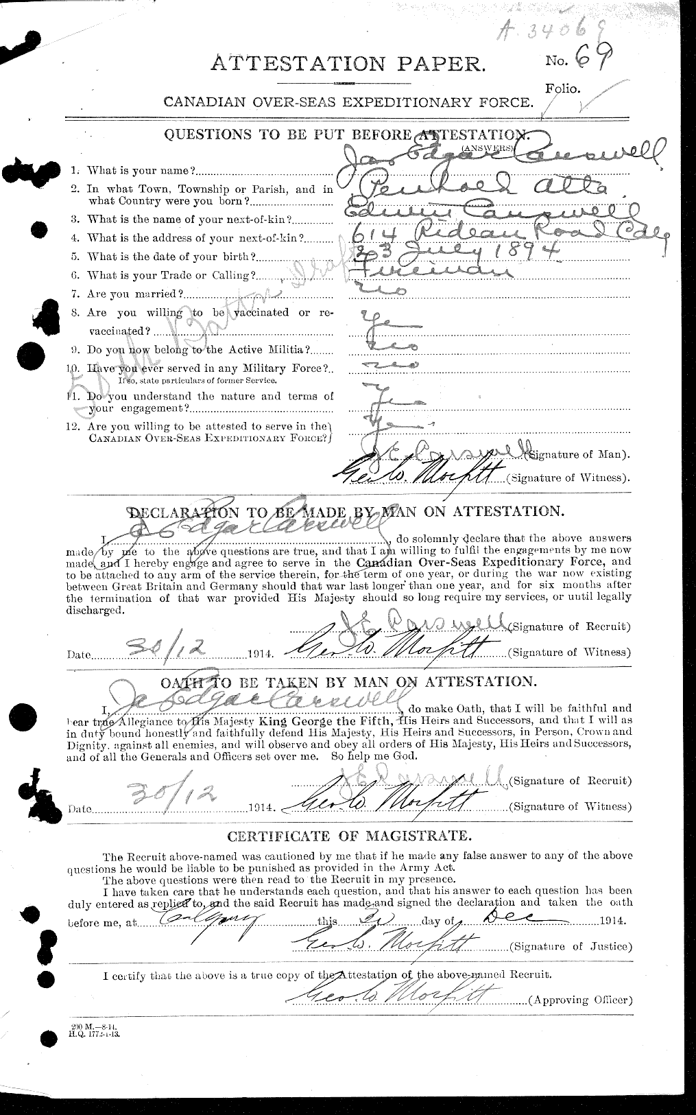 Personnel Records of the First World War - CEF 011526a