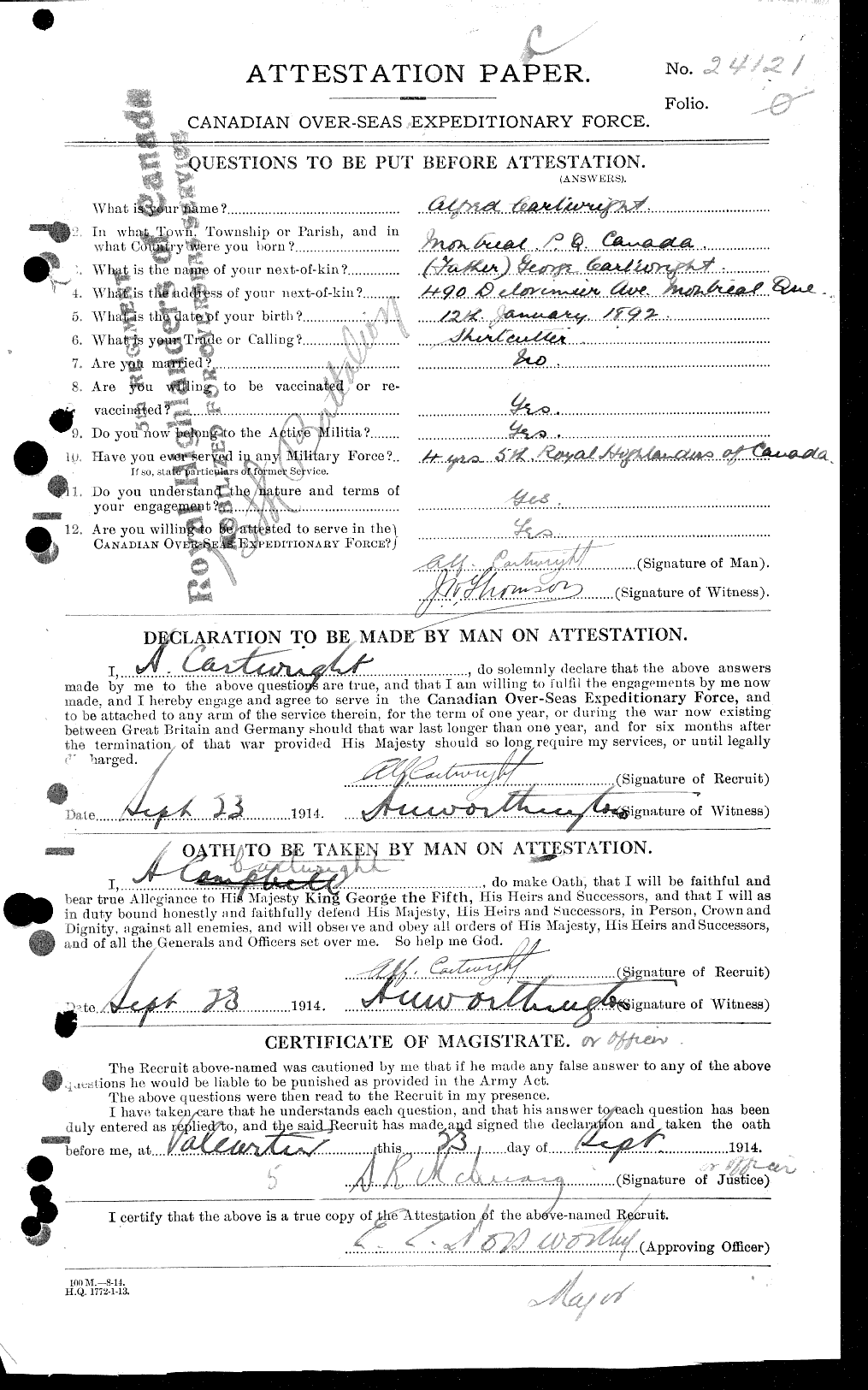 Personnel Records of the First World War - CEF 011545a