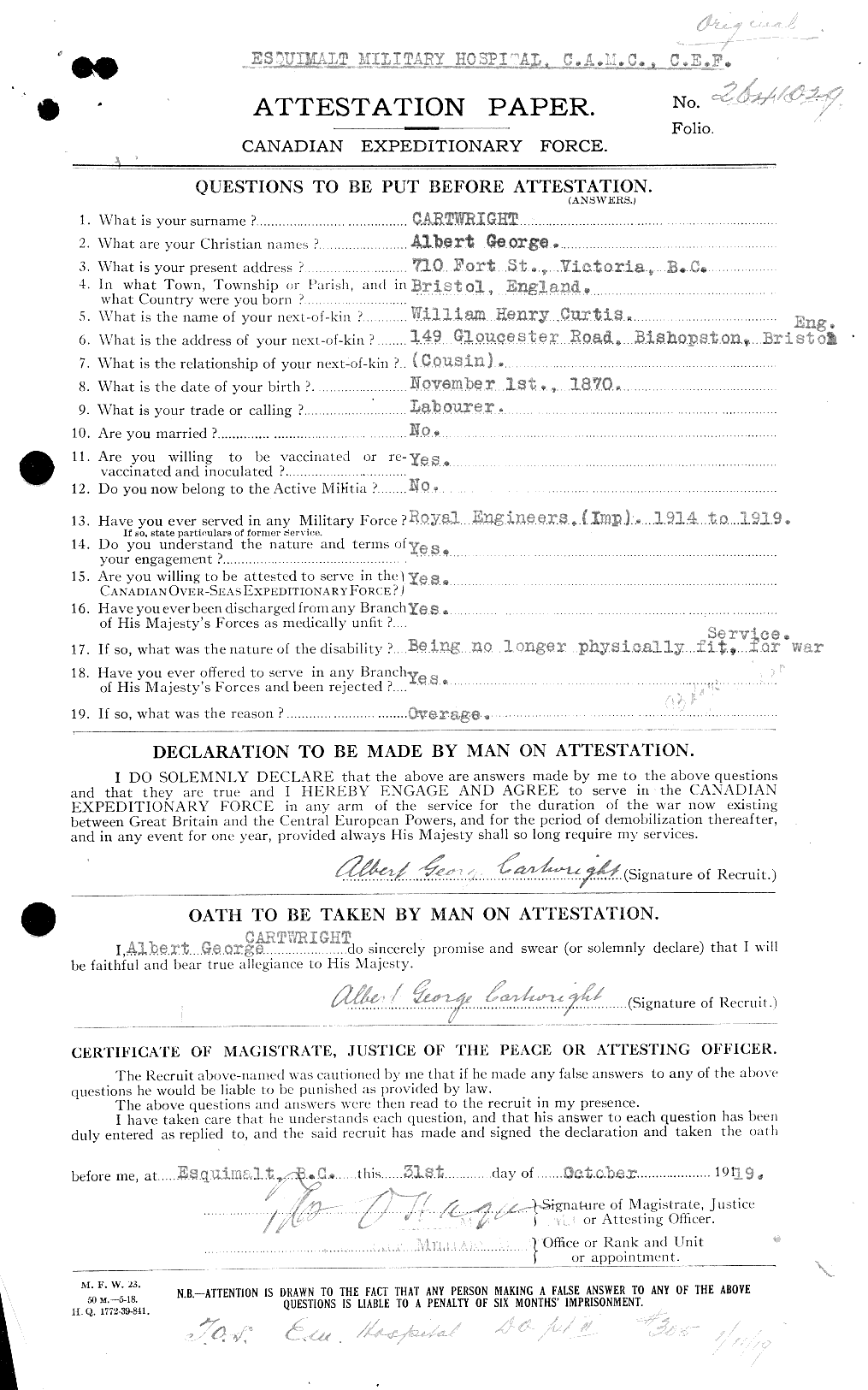 Personnel Records of the First World War - CEF 011547a