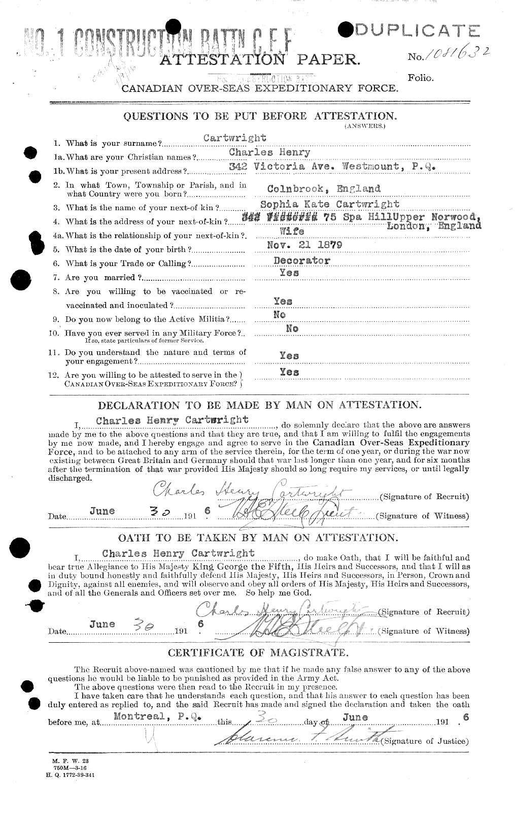 Personnel Records of the First World War - CEF 011560a