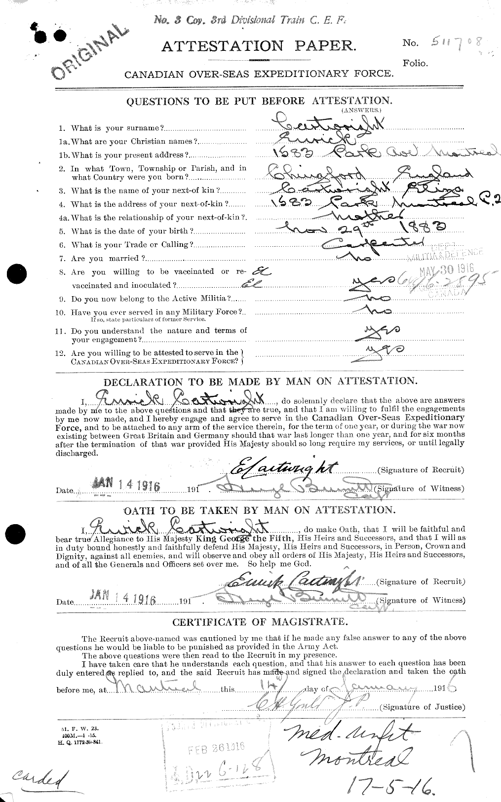 Personnel Records of the First World War - CEF 011569a